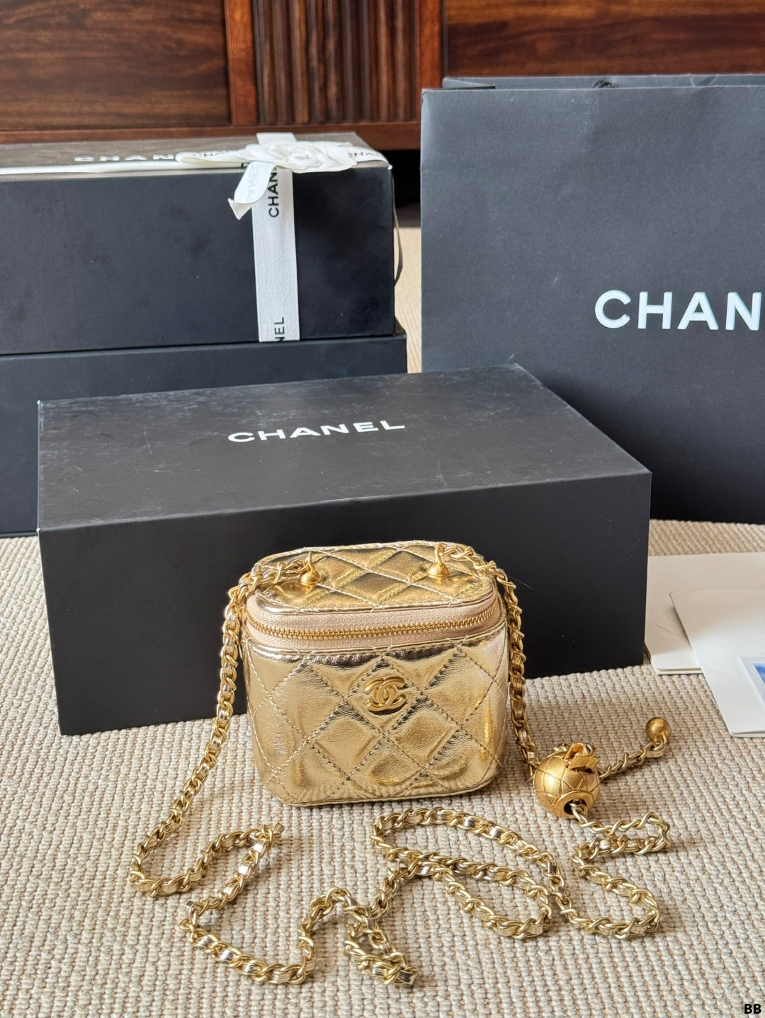 Chanel Mini Flap Vanity Bag Metallic & Classic Colors with Gold Hardware & Charms