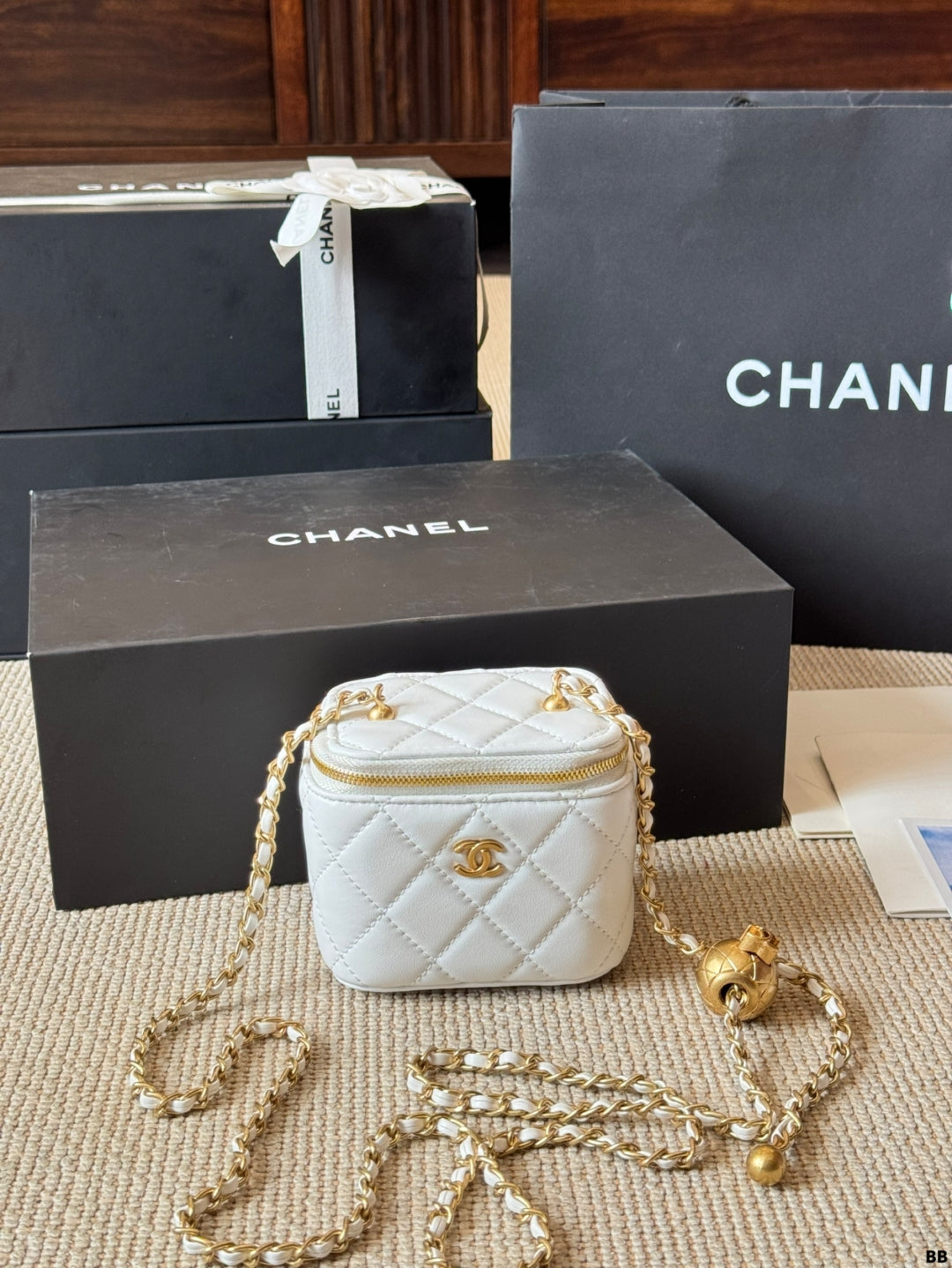 Chanel Mini Flap Vanity Bag Metallic & Classic Colors with Gold Hardware & Charms
