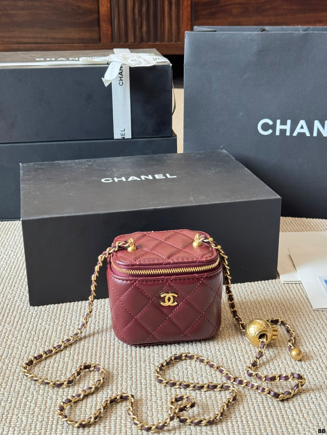 Chanel Mini Flap Vanity Bag Metallic & Classic Colors with Gold Hardware & Charms