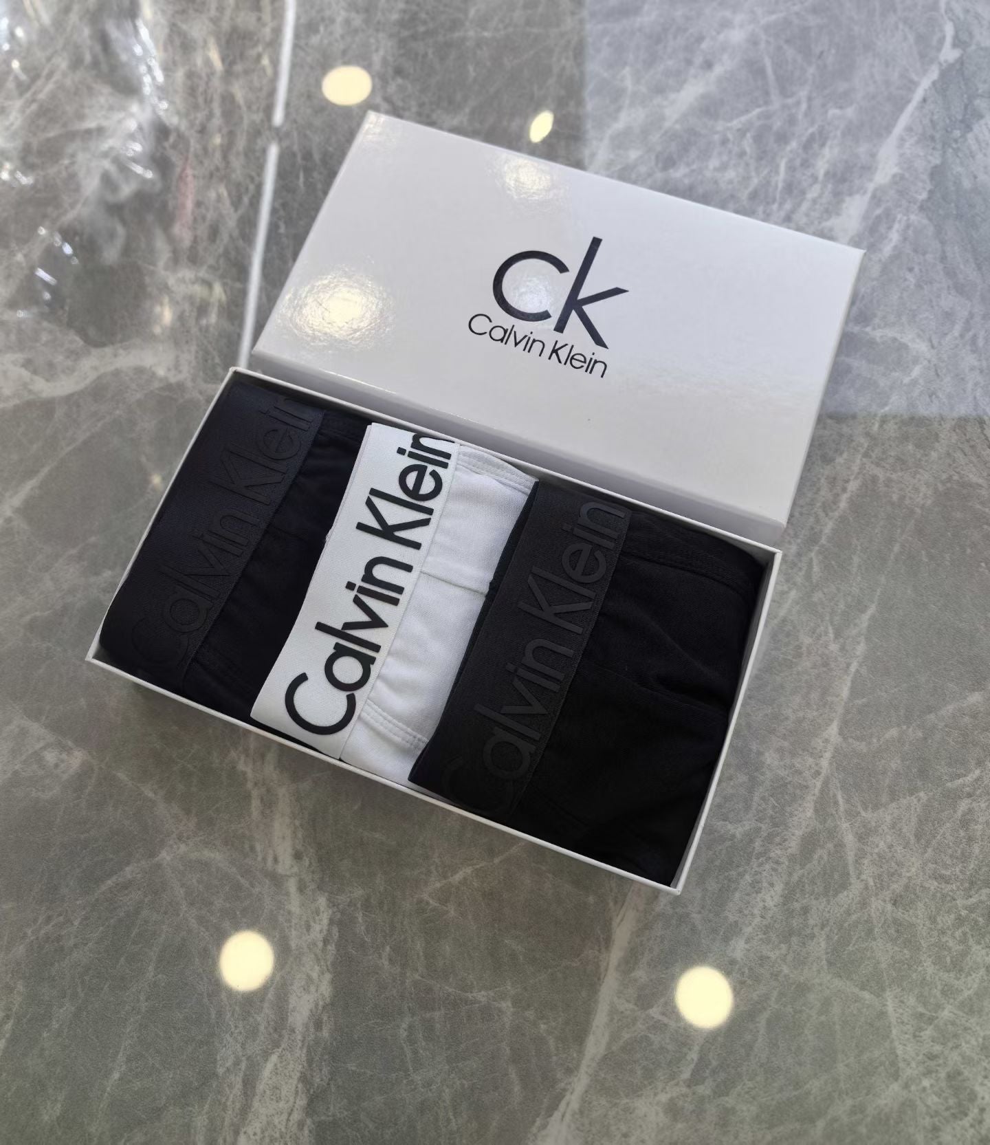 Calvin Klein Men’s Boxer Briefs – Logo Waistband in Black & White