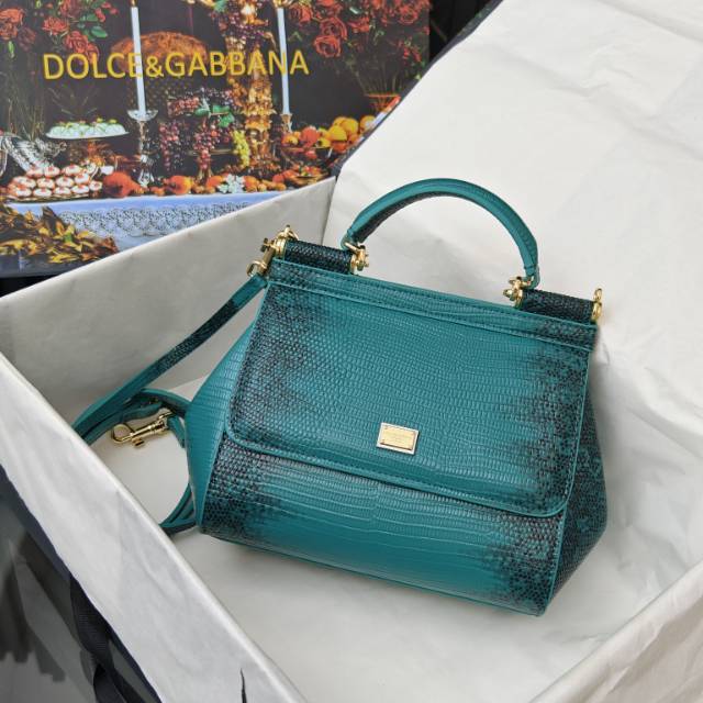 Dolce & Gabbana Classic Lizard-Embossed Calfskin Handbag