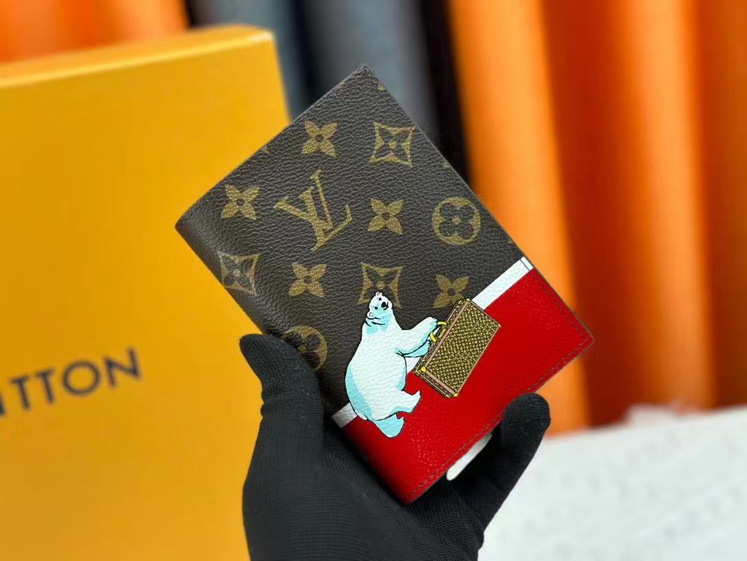 Louis Vuitton Compact Cardholder Red Leather with Interior Slots