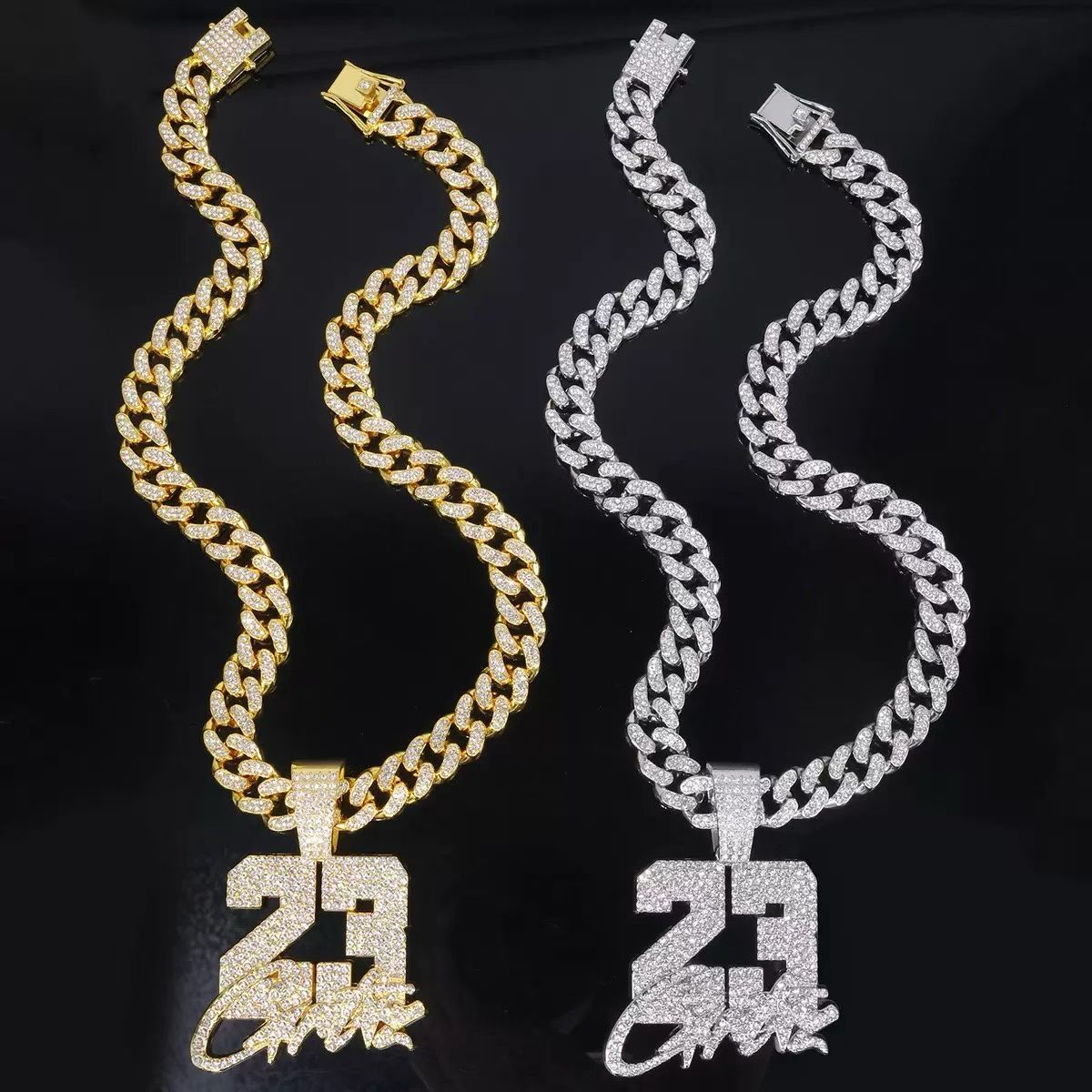 Iced-Out Statement Pendant Collection – Gold & Silver Cuban Link Necklaces with Custom Designs