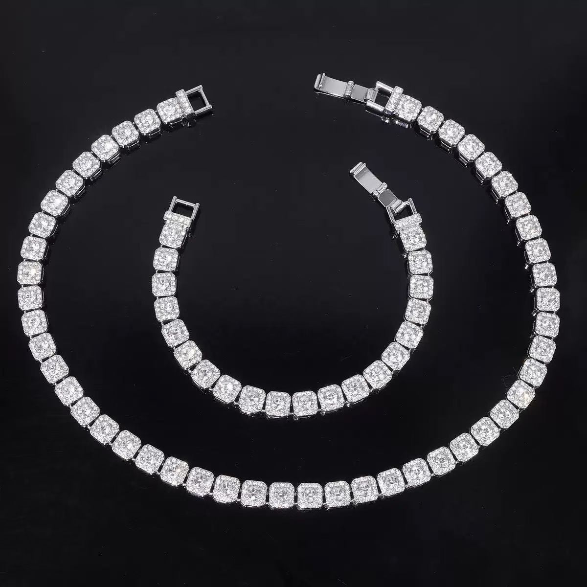 Tennis Jewelry Collection – Gold & Silver Sets with Clear & Blue Gemstones