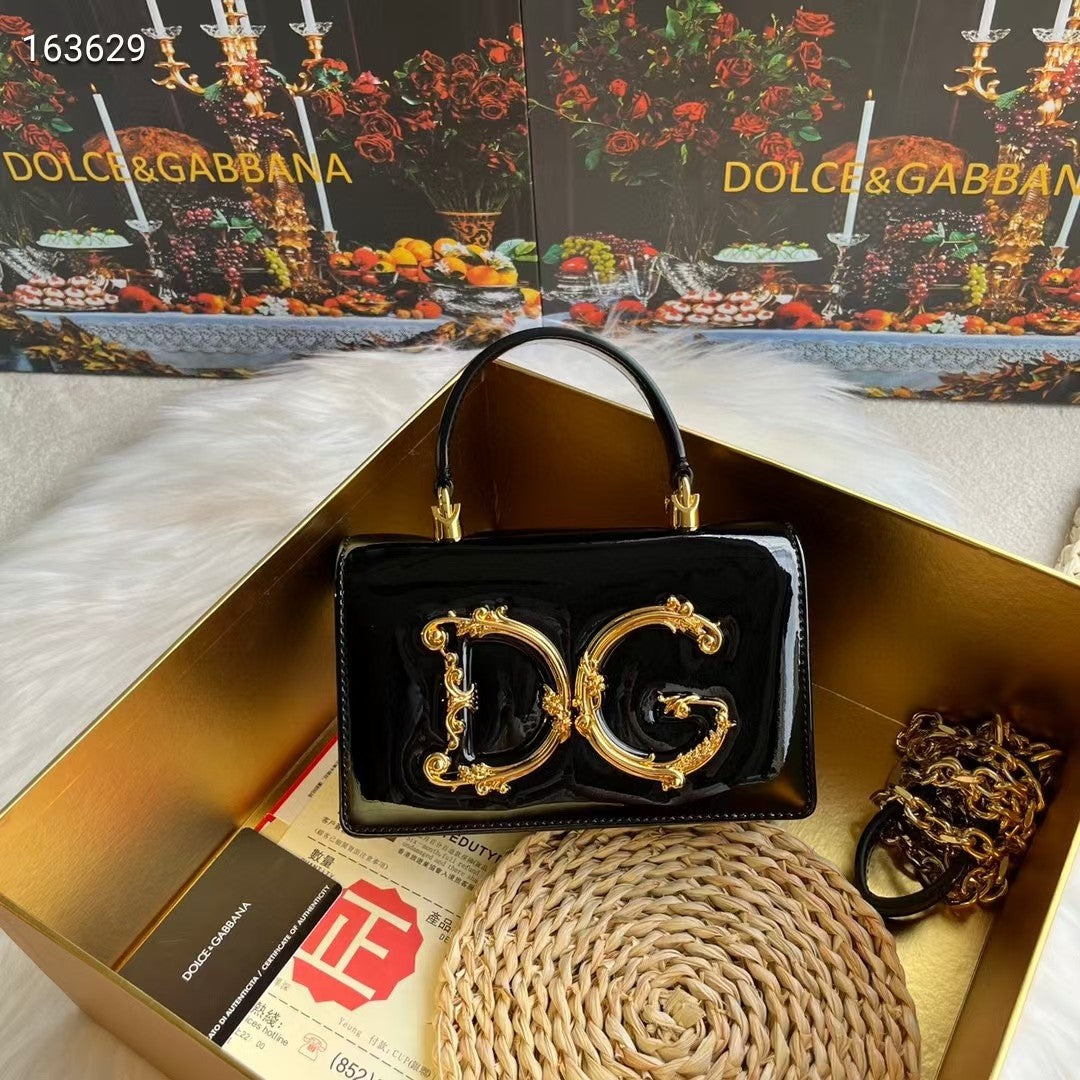Dolce & Gabbana DG Logo Handbag with Ornate Gold Emblem