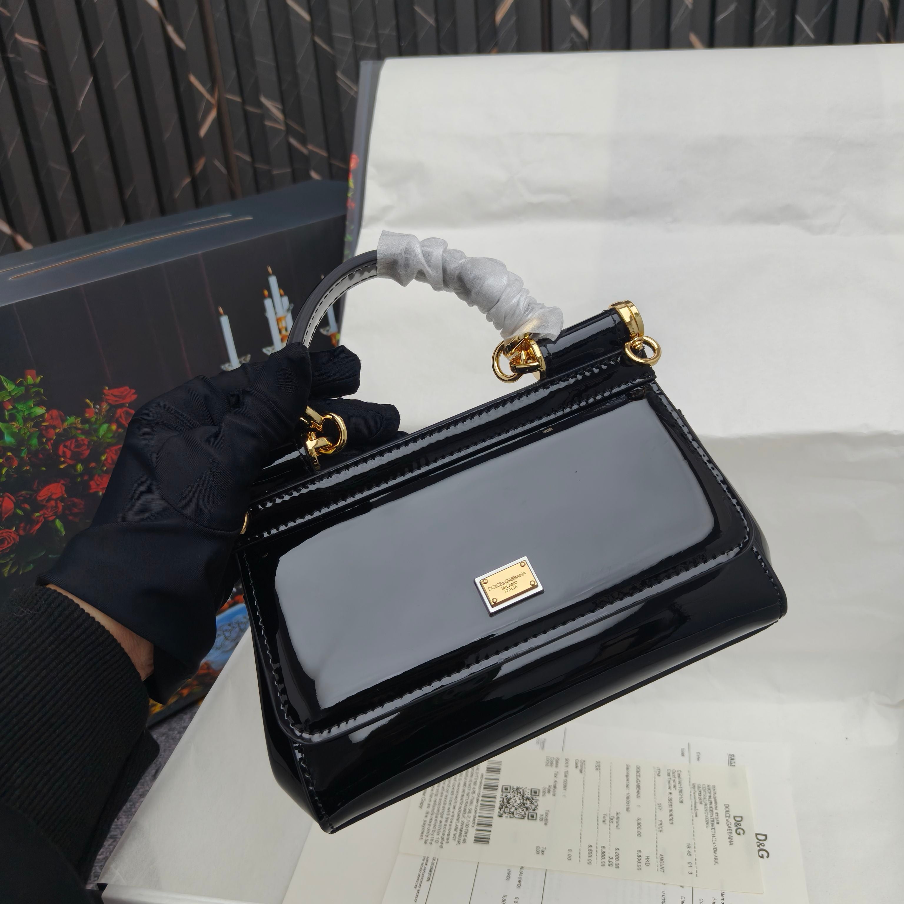 Dolce & Gabbana Classic Patent Calfskin Handbag