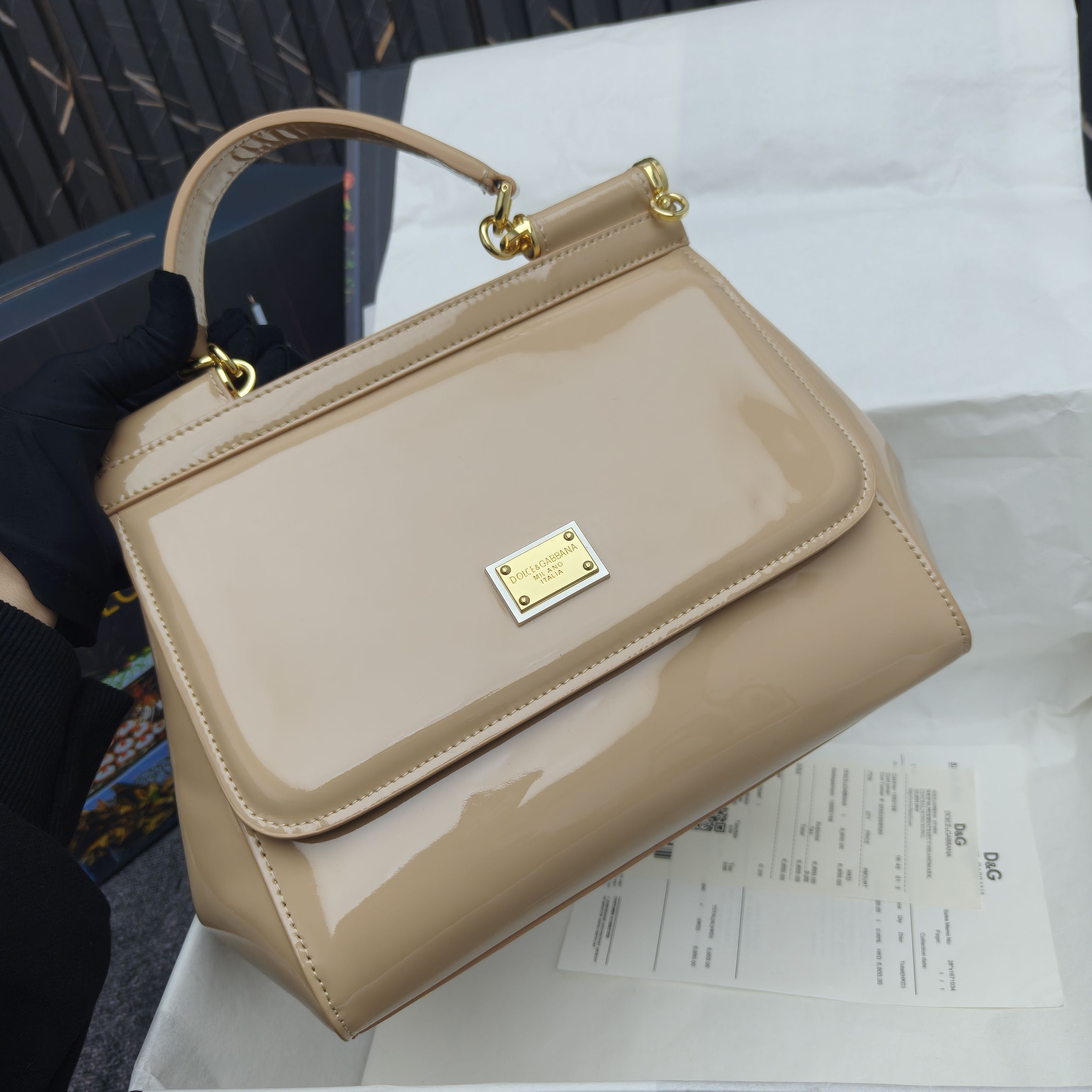 Dolce & Gabbana Classic Patent Calfskin Handbag