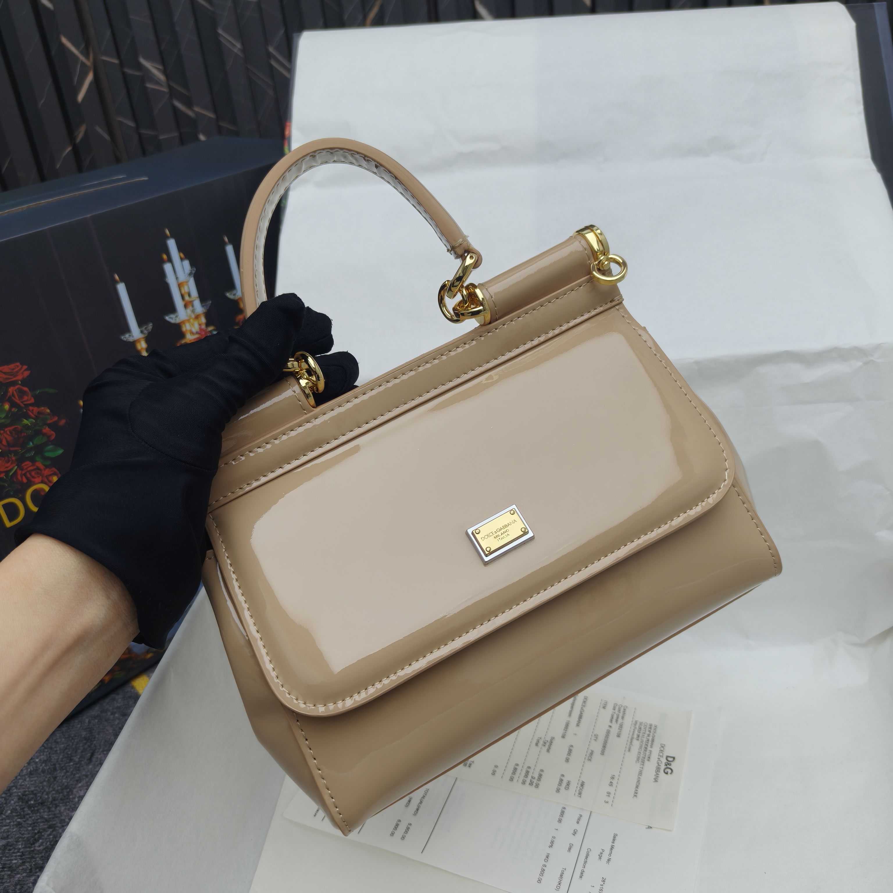 Dolce & Gabbana Classic Patent Calfskin Handbag