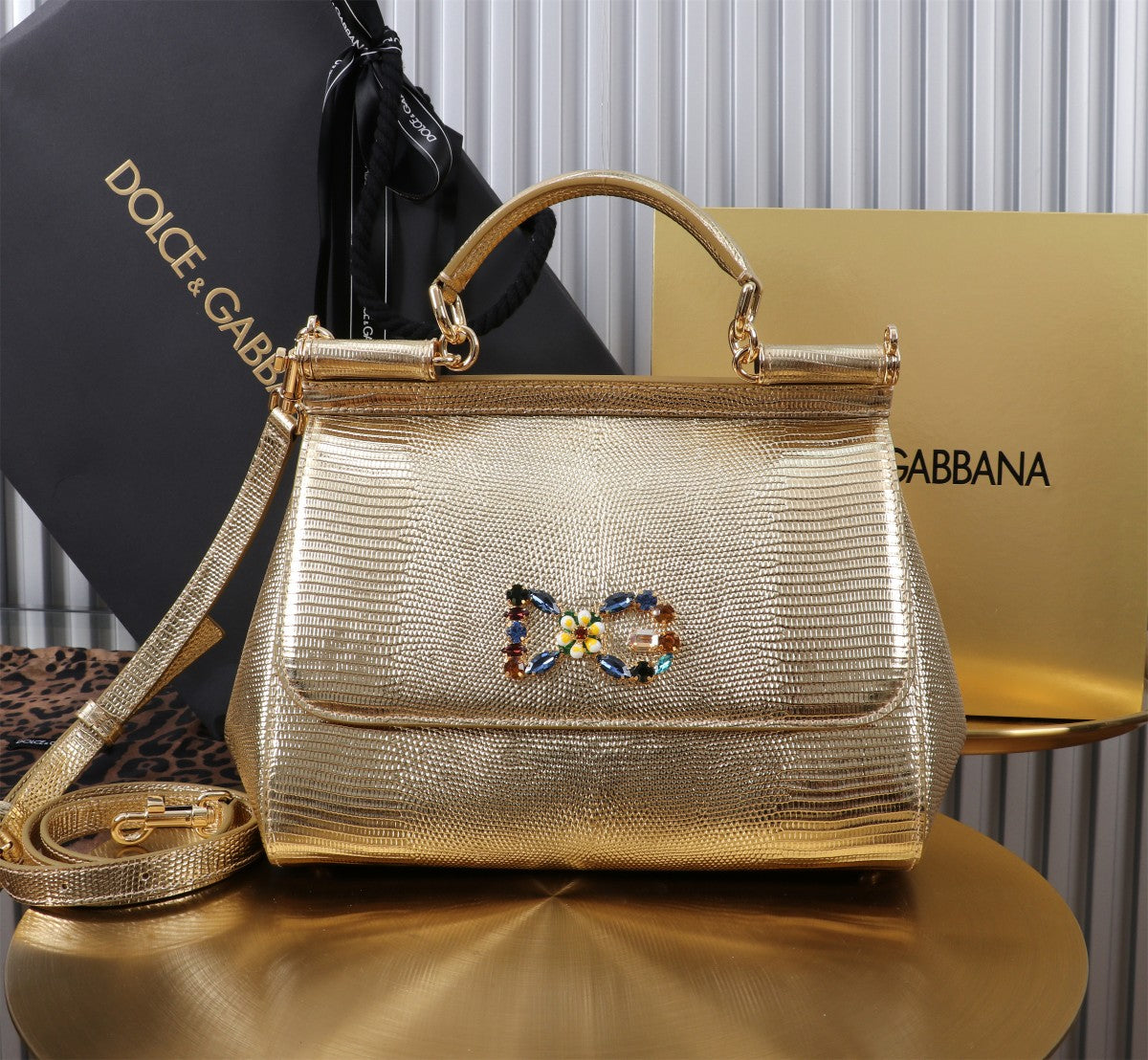 Dolce & Gabbana Embellished Handbag – Jeweled DG & Bow Motifs
