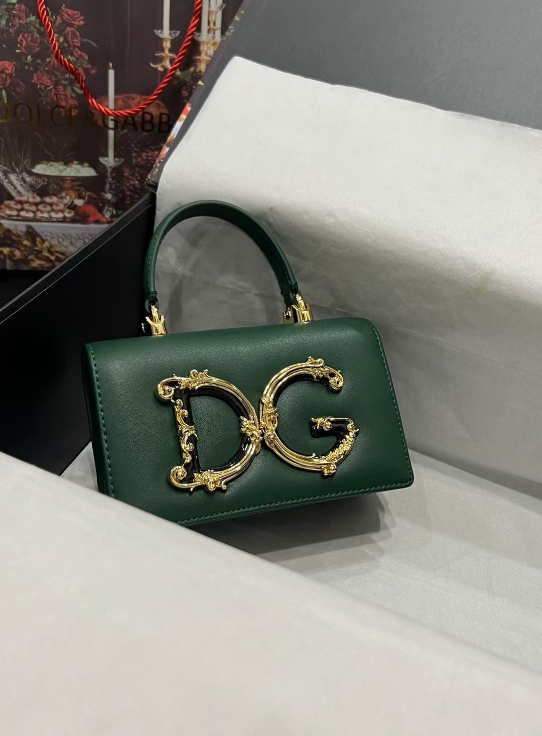Dolce & Gabbana DG Logo Handbag with Ornate Gold Emblem