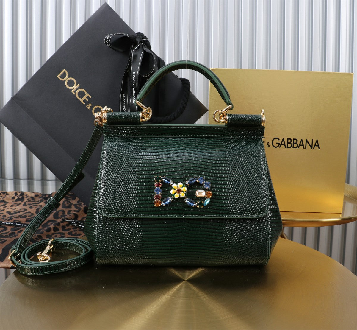 Dolce & Gabbana Embellished Handbag – Jeweled DG & Bow Motifs