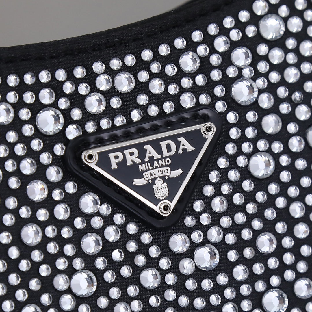 Prada Milano Embellished Crystal-studded Handbag