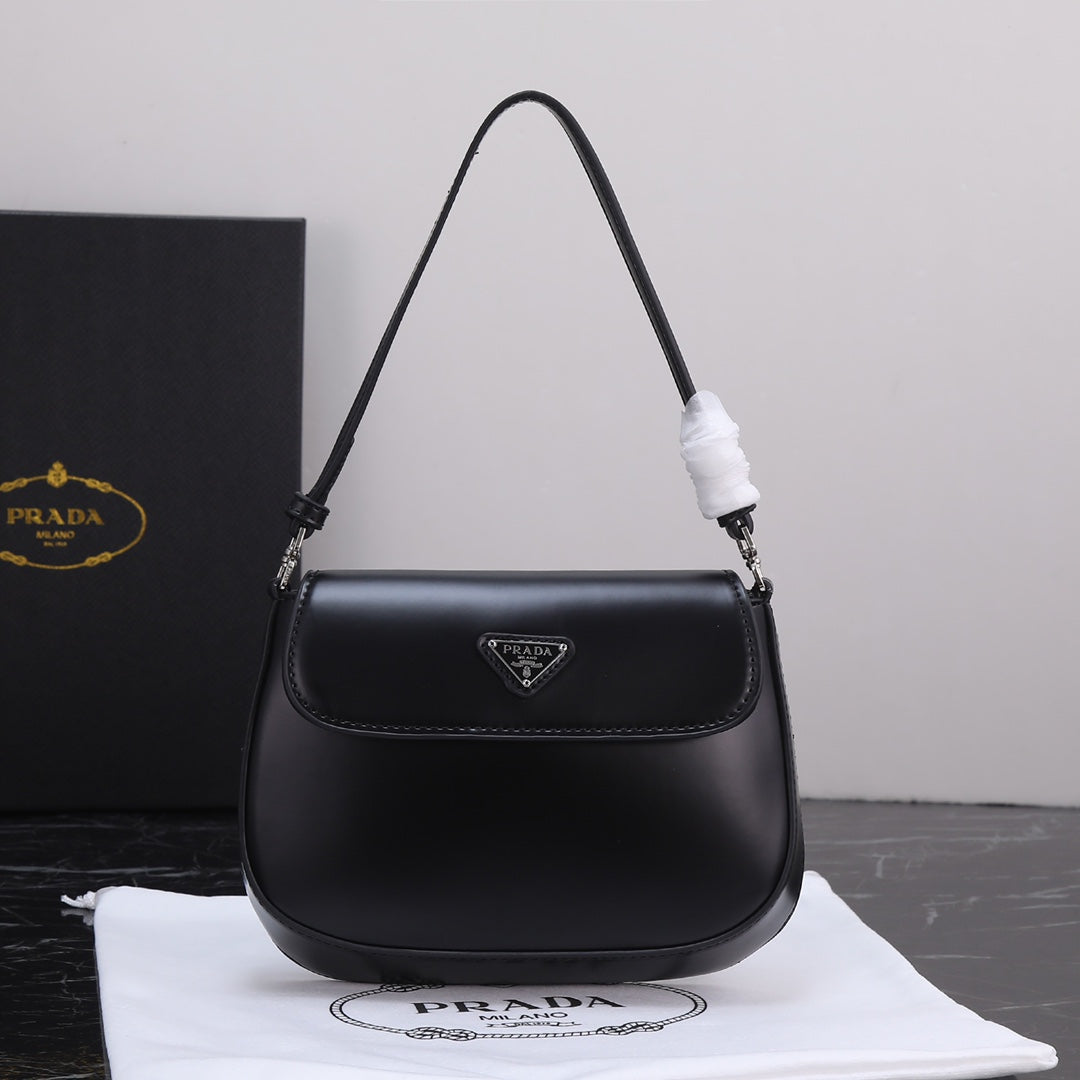 Prada Flap Handbag with Logo Plaque and Short Handle