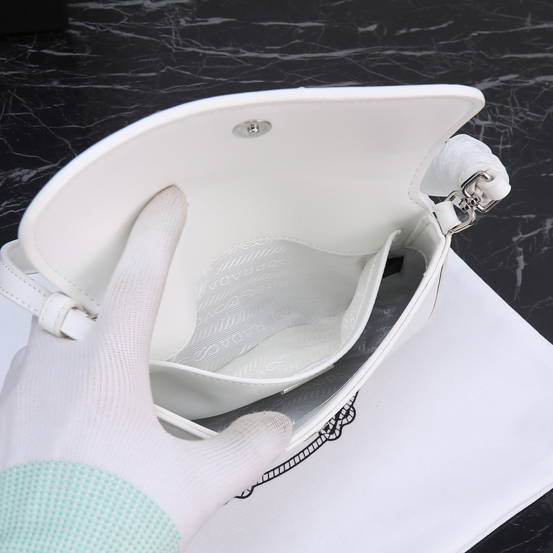 Prada Flap Handbag with Logo Plaque and Short Handle