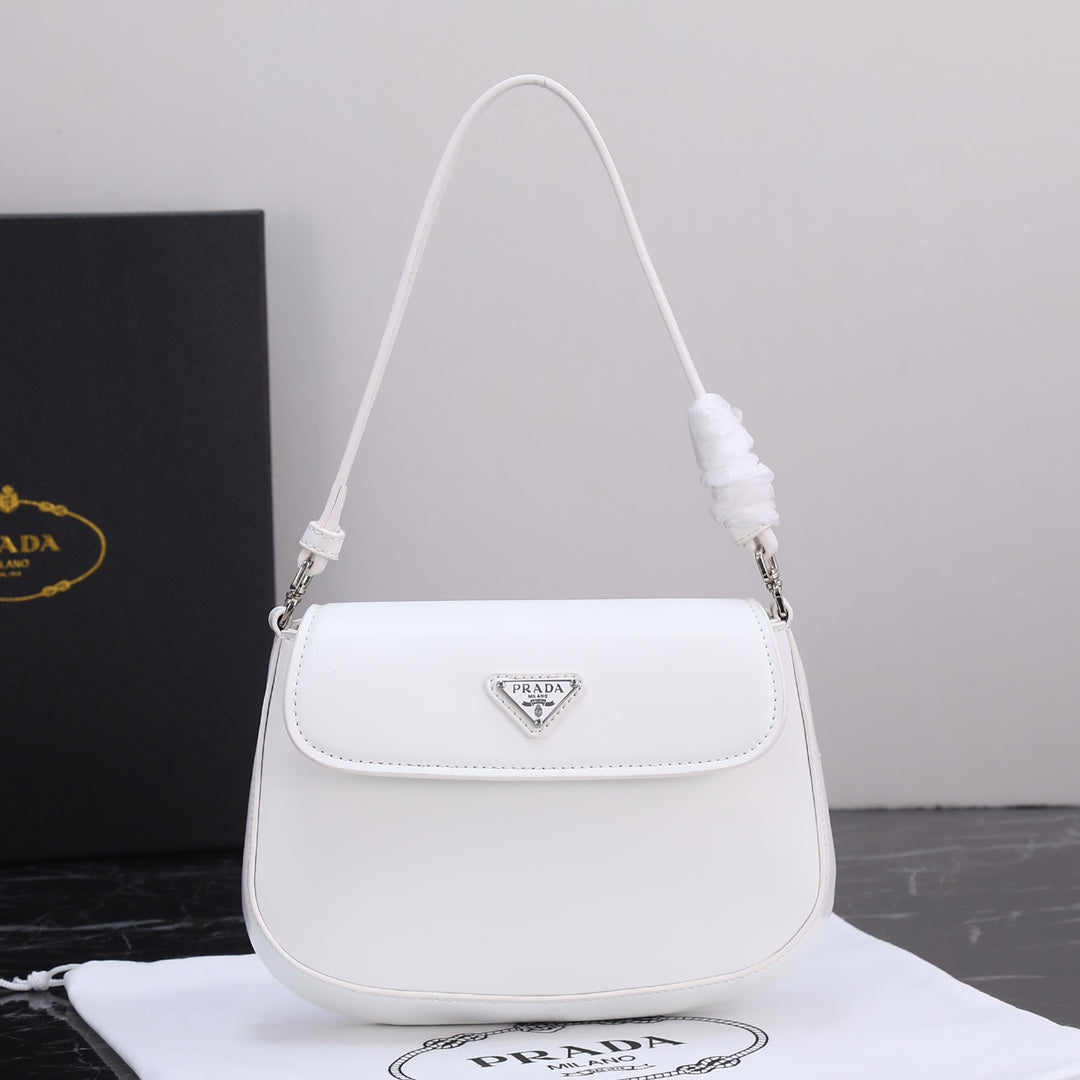 Prada Flap Handbag with Logo Plaque and Short Handle
