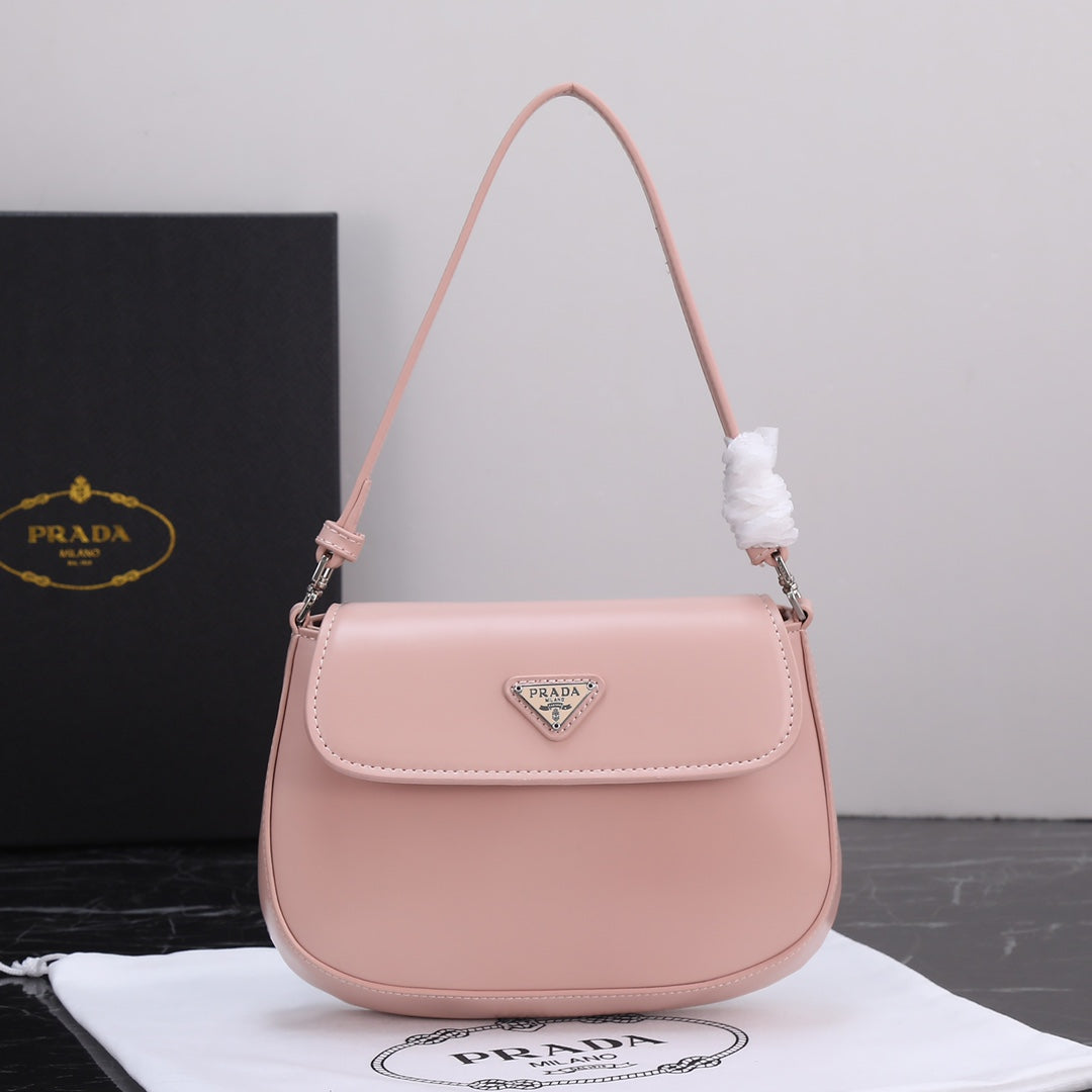 Prada Flap Handbag with Logo Plaque and Short Handle