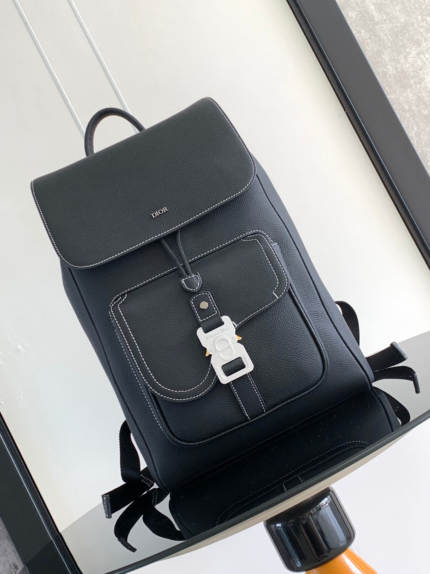 Dior Flap Backpack – Mixed Leather & Monogram Canvas