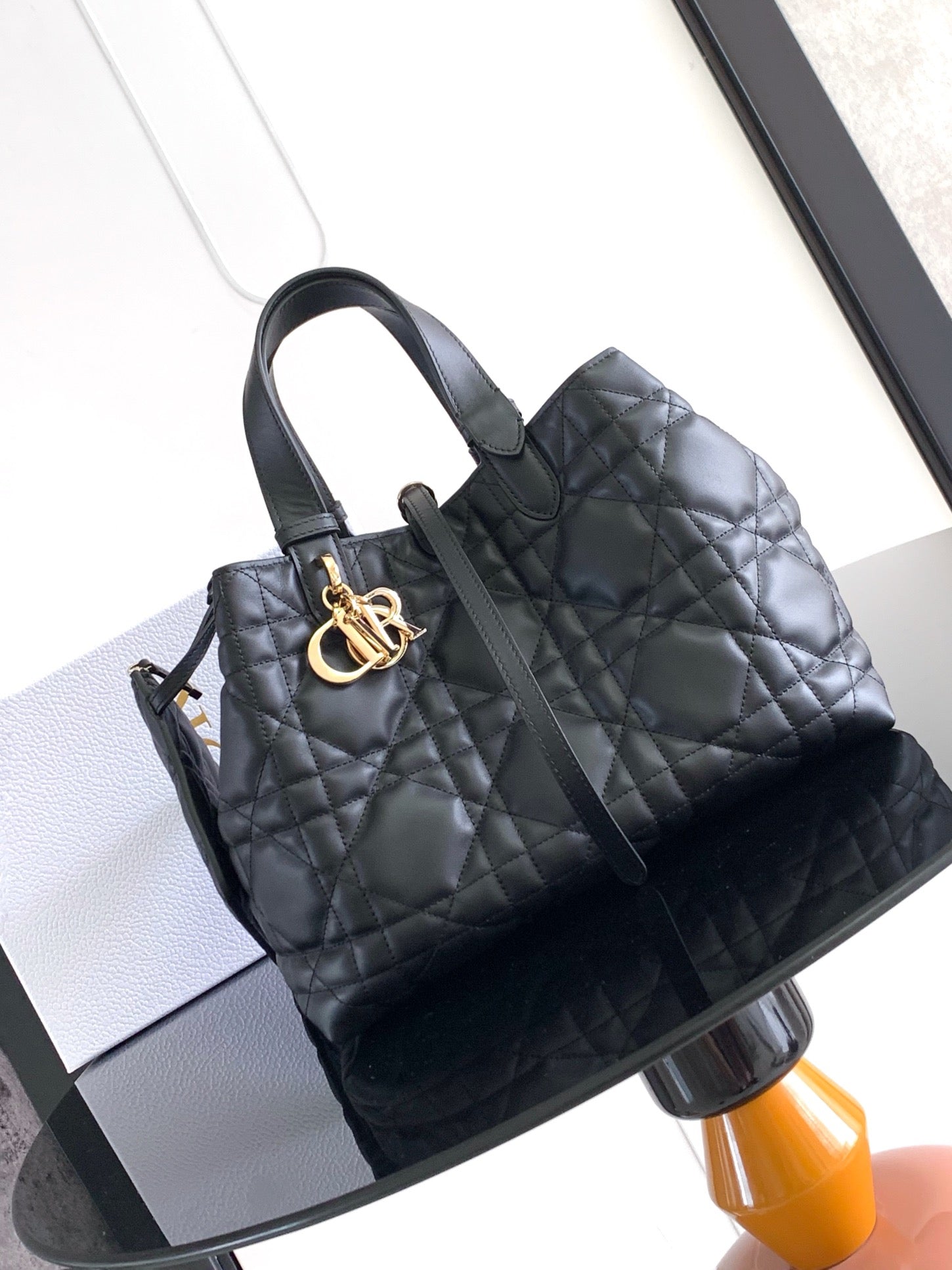 Dior Quilted Handbag with Gold Charm
