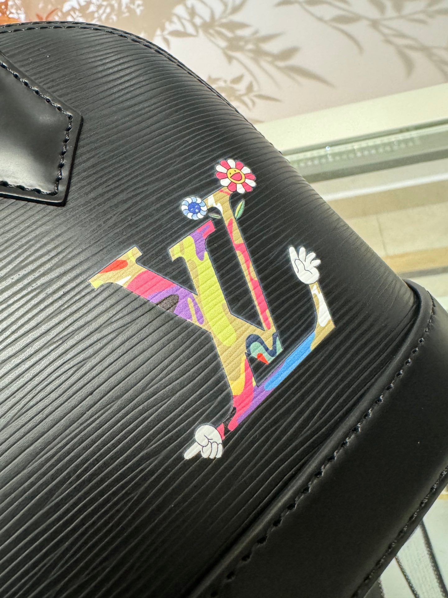 Louis Vuitton Dome Handbag – Black Leather with Gold Hardware & Colorful Patches