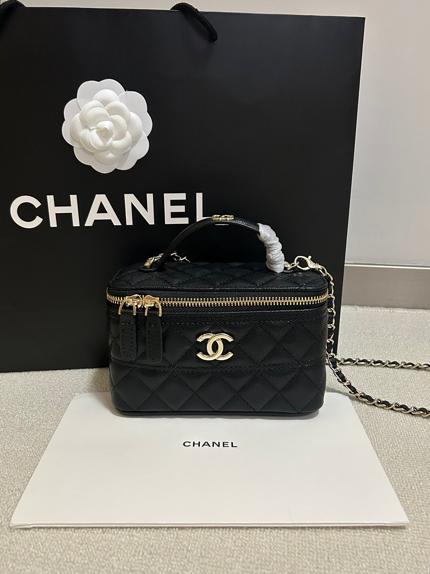Chanel Vanity Case Mini Bag Quilted Leather