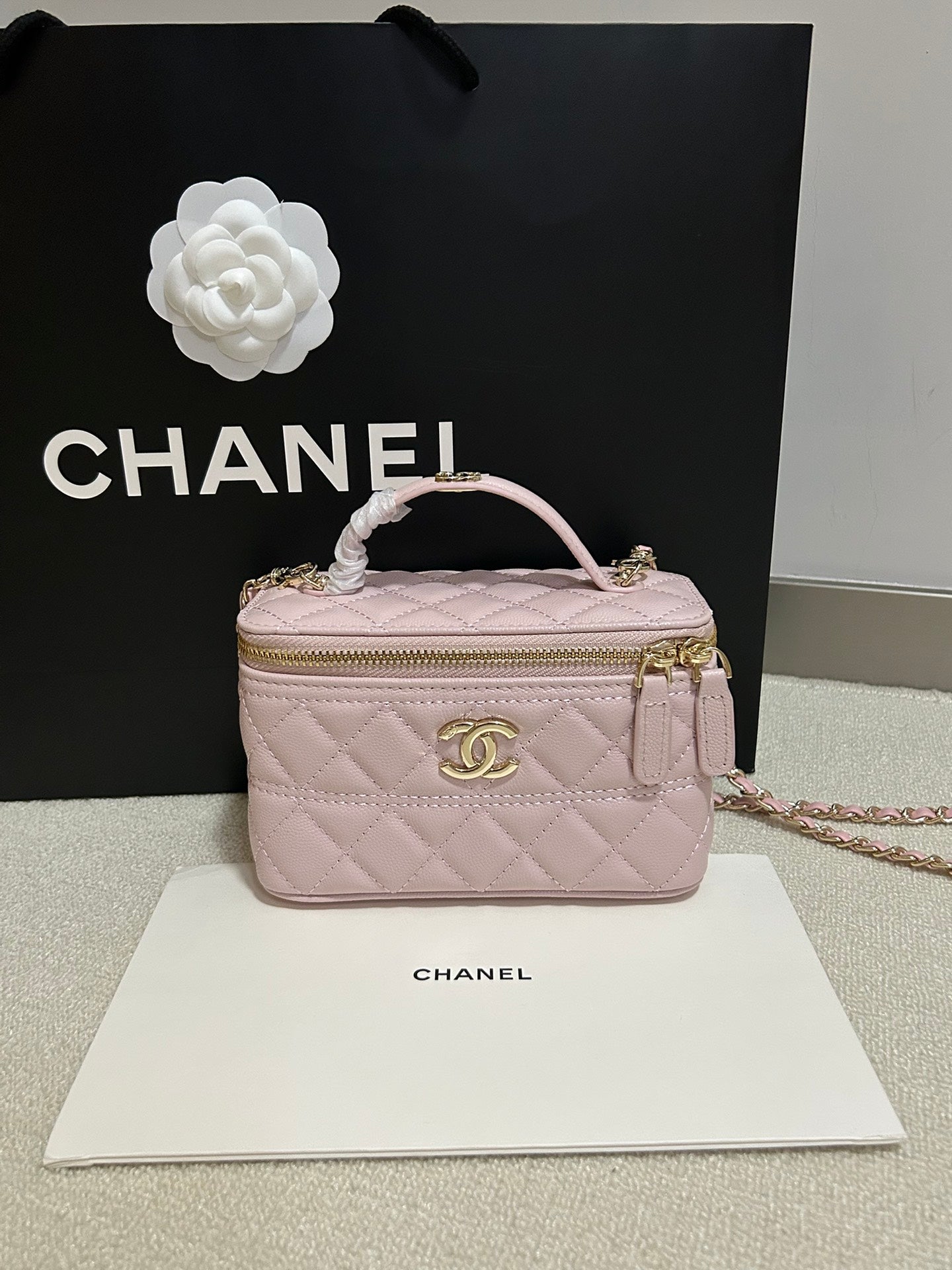 Chanel Vanity Case Mini Bag Quilted Leather