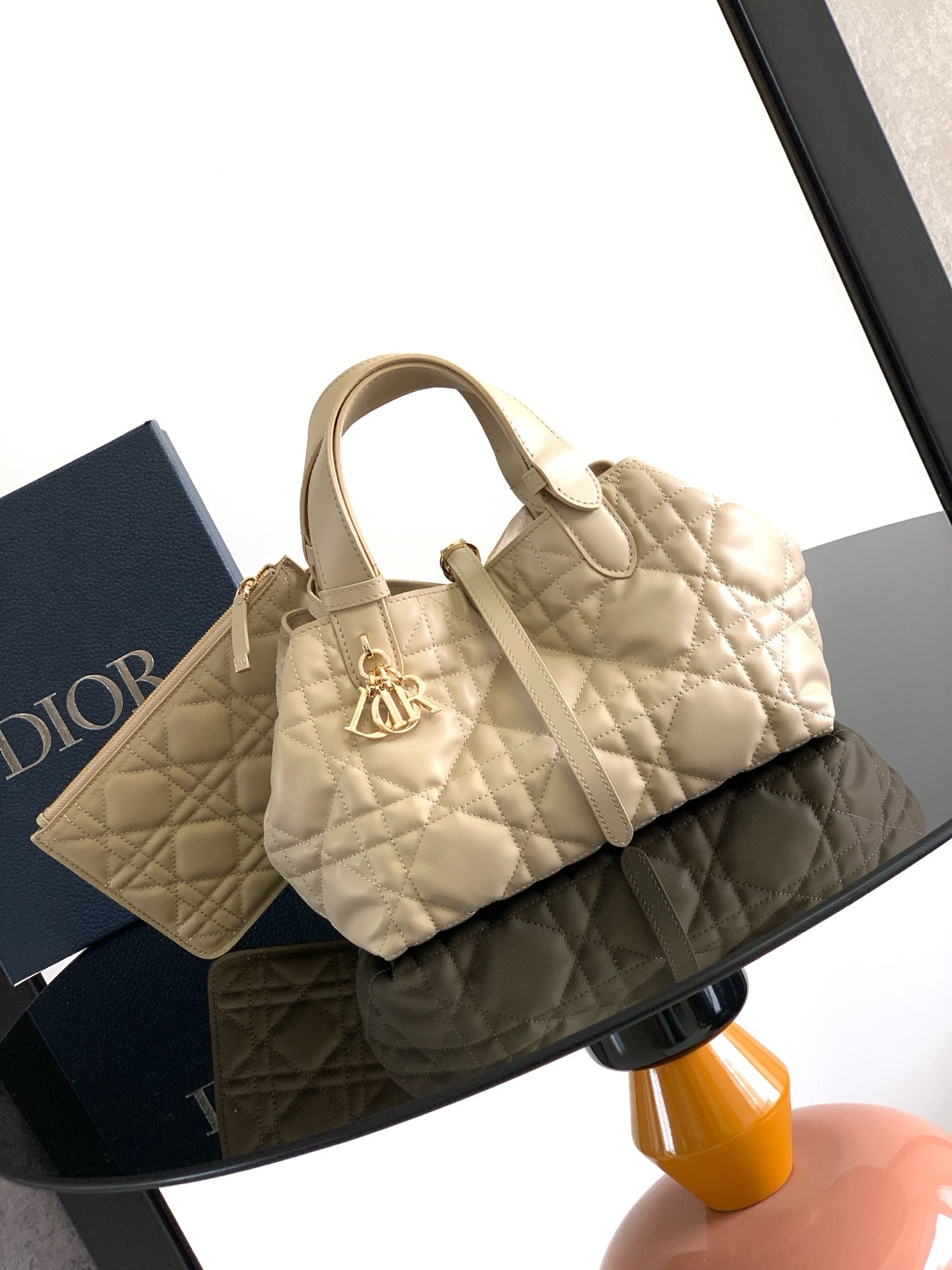 Dior Quilted Handbag with Gold Charm