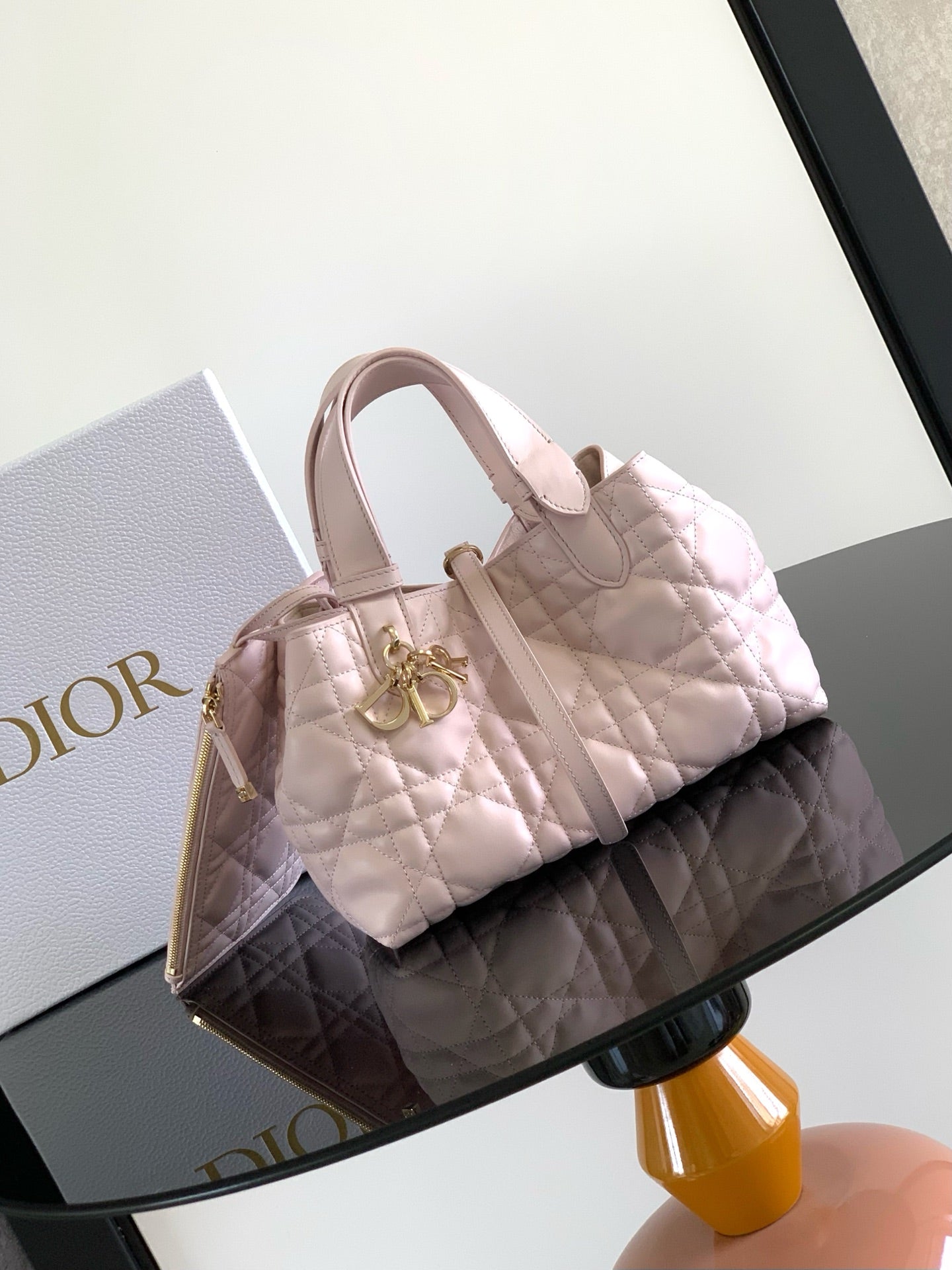 Dior Quilted Handbag with Gold Charm