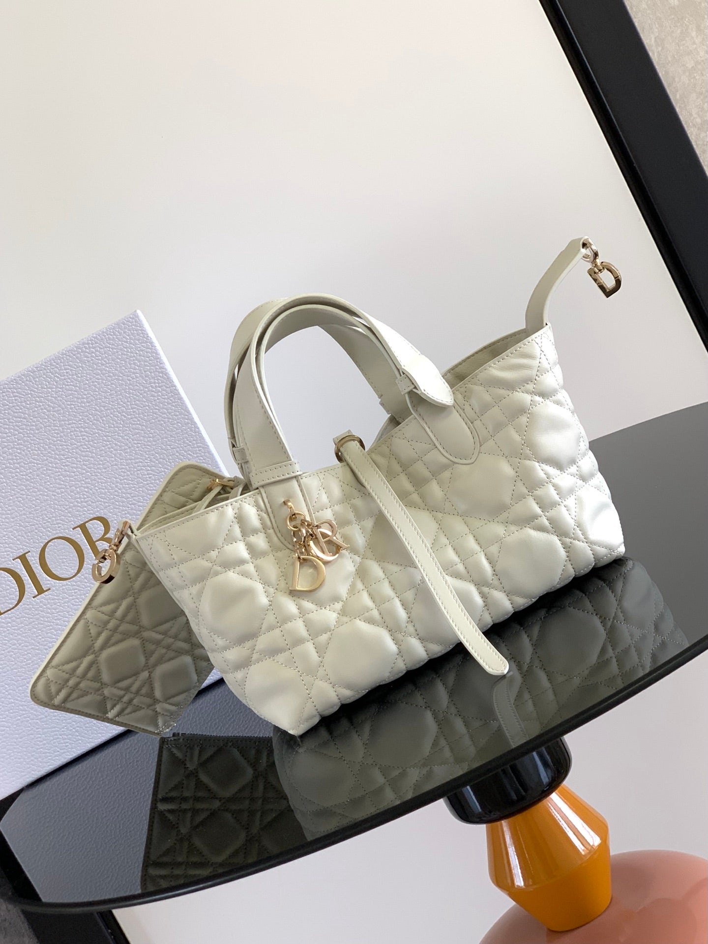 Dior Quilted Handbag with Gold Charm