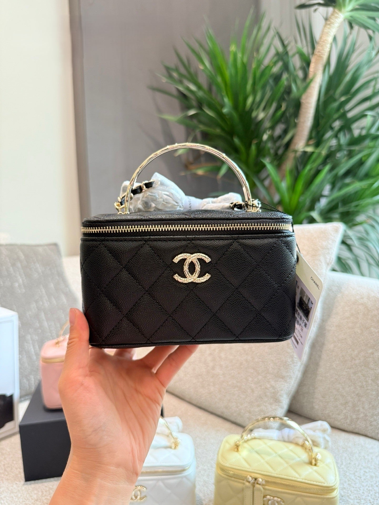 Chanel Mini Vanity Handbag Quilted Top-Handle Design