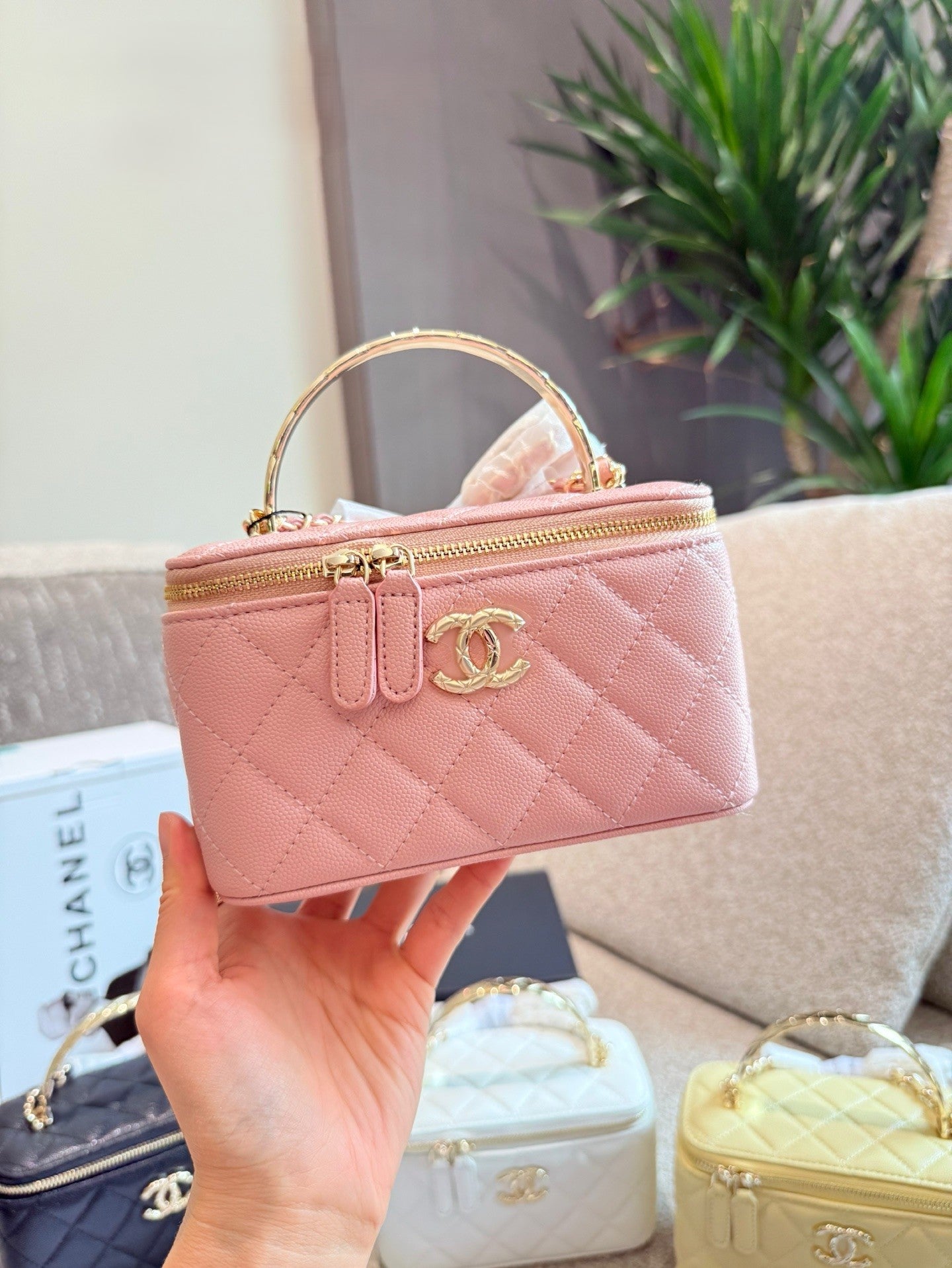 Chanel Mini Vanity Handbag Quilted Top-Handle Design