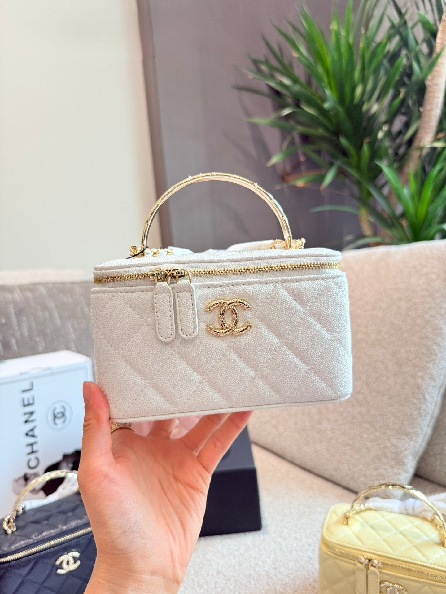 Chanel Mini Vanity Handbag Quilted Top-Handle Design