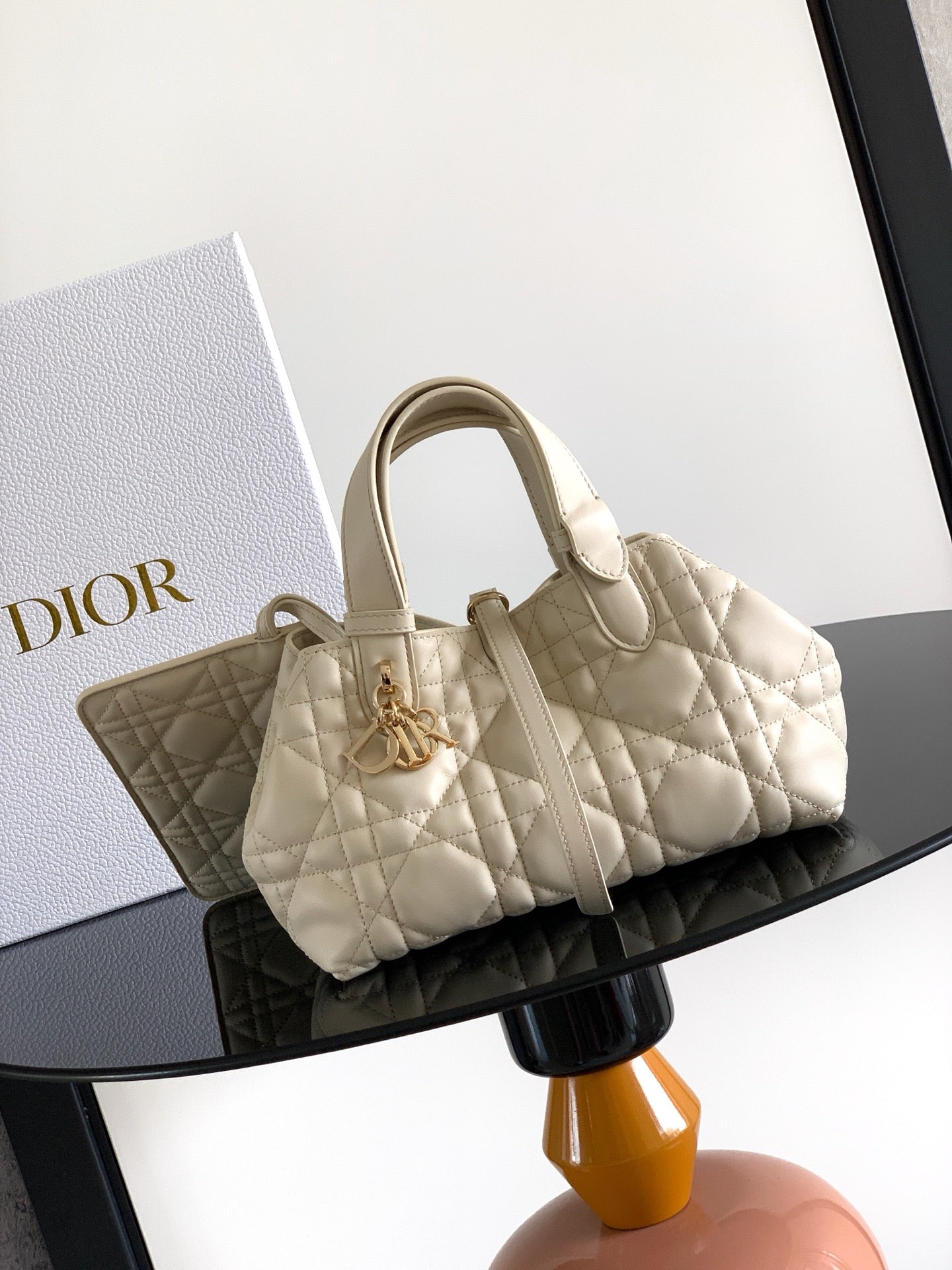 Dior Quilted Handbag with Gold Charm