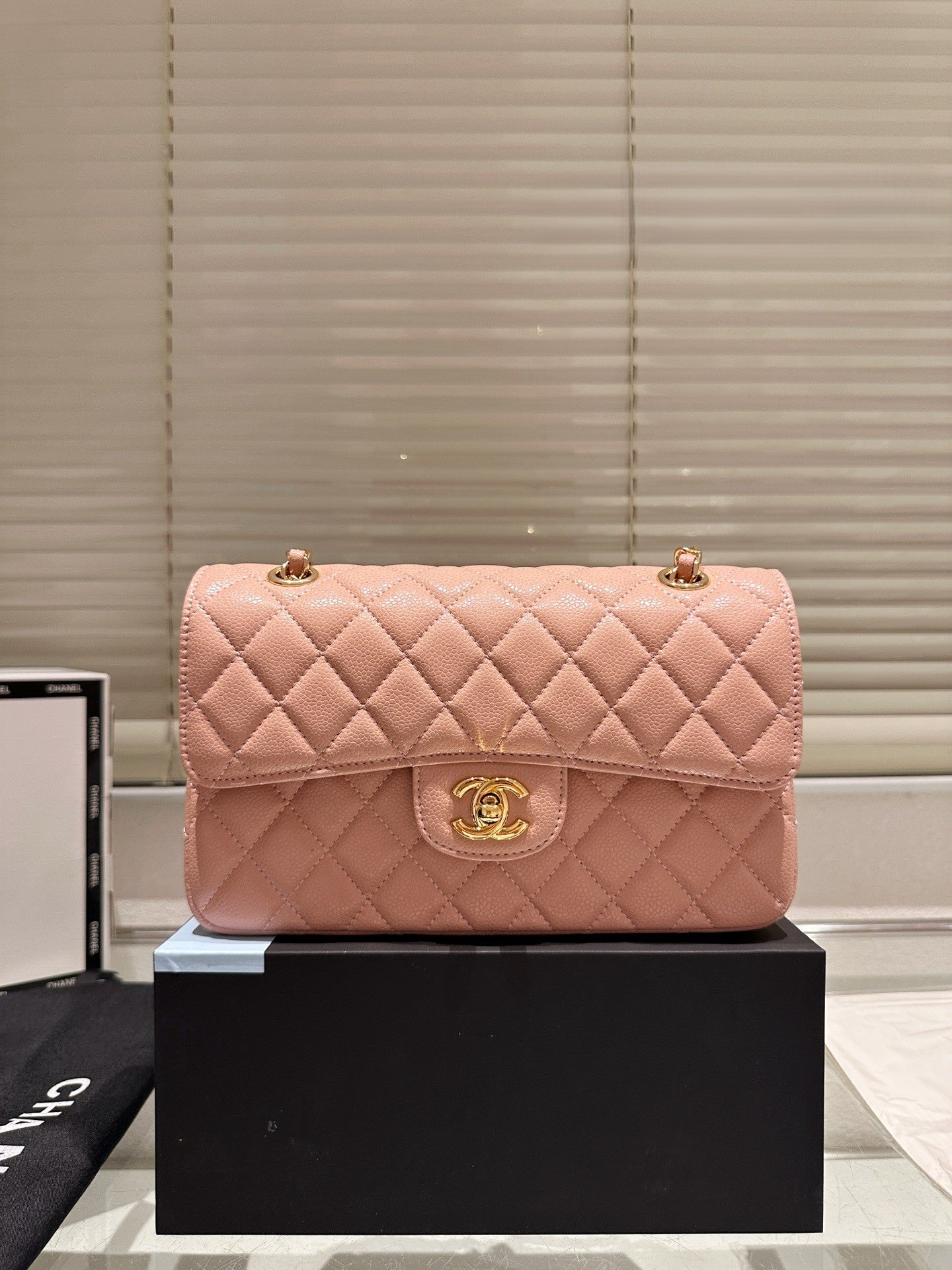 Chanel 23 Gold Buckle Flap Bag Quilted Leather