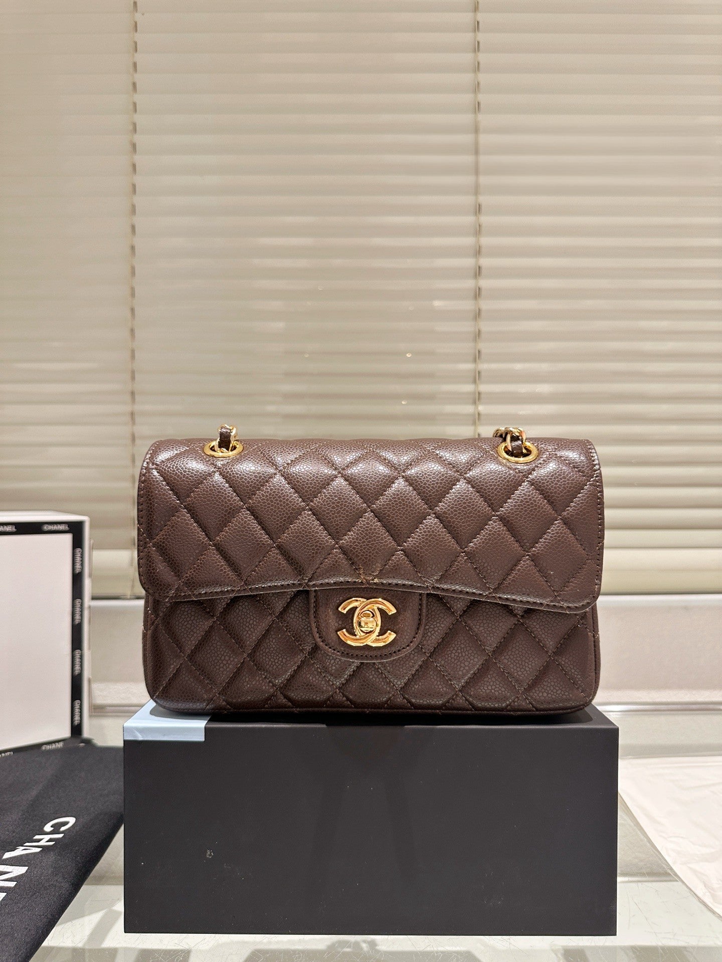 Chanel 23 Gold Buckle Flap Bag Quilted Leather