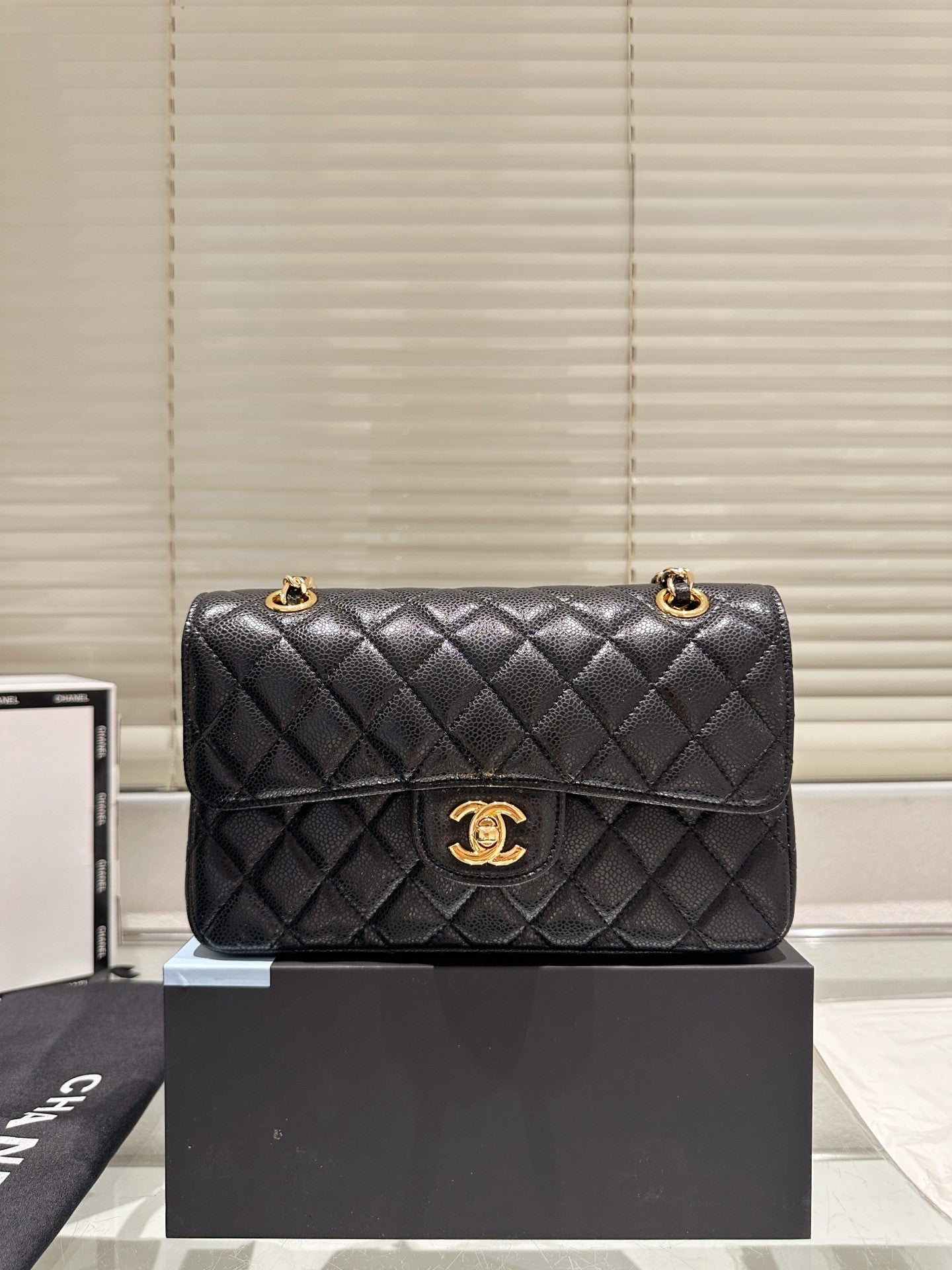 Chanel 23 Gold Buckle Flap Bag Quilted Leather