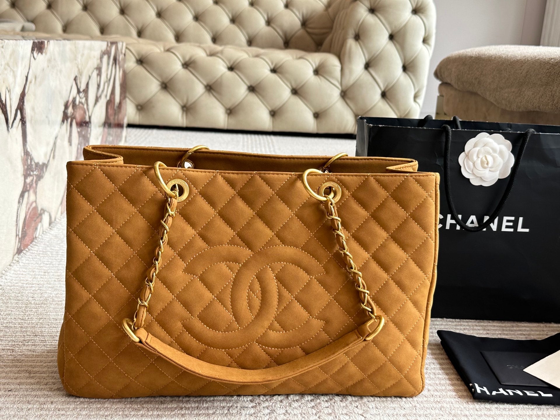 Chanel Stitched Logo Tote – Quilted Leather