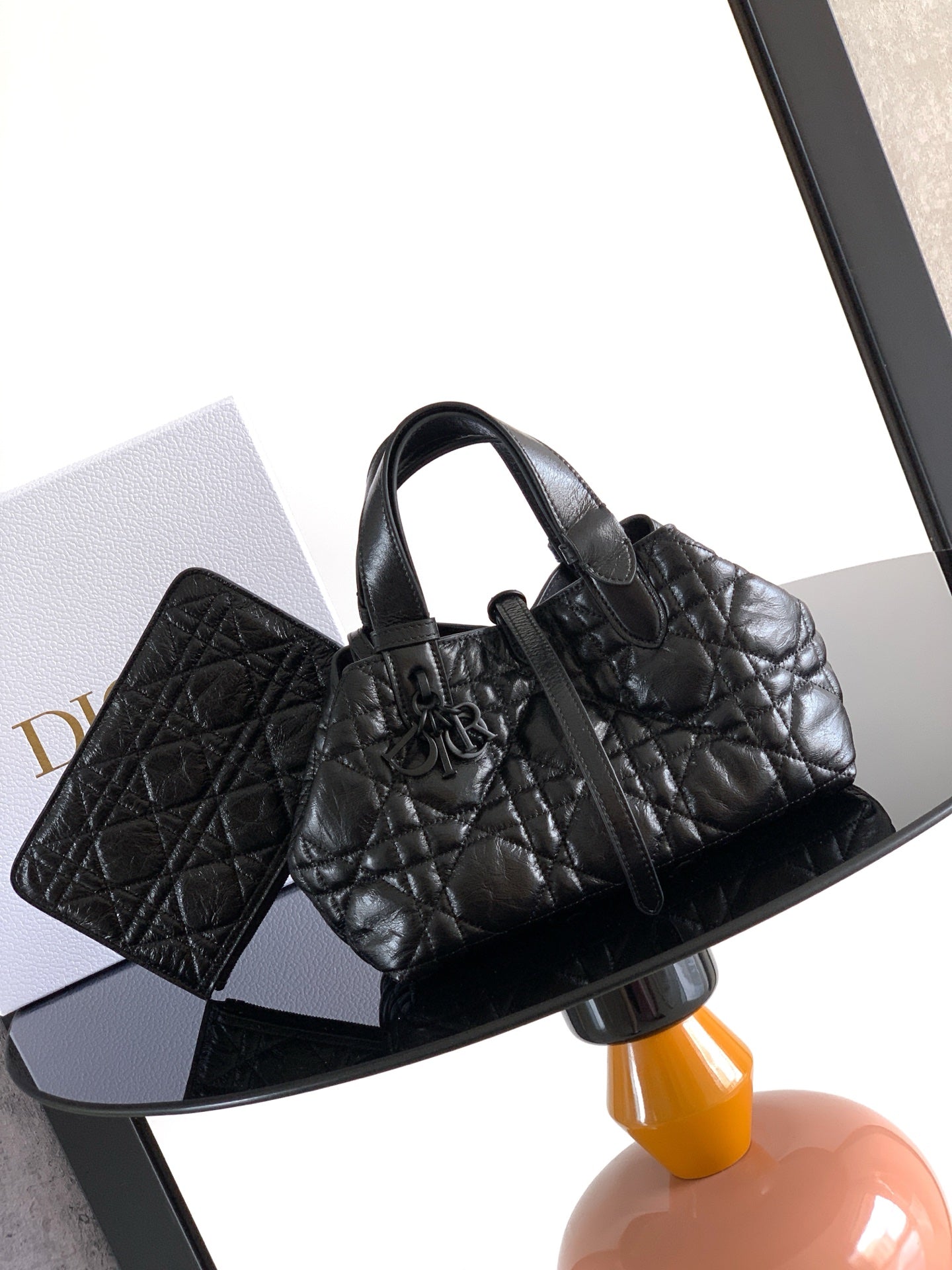 Dior Quilted Handbag with Gold Charm