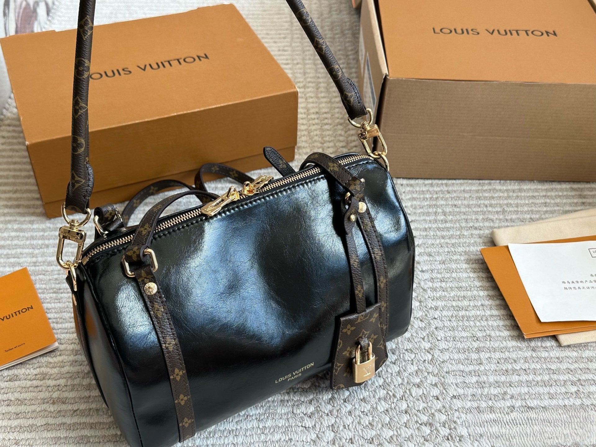 Louis Vuitton Shoulder Bag | Black Monogram with Gold Hardware