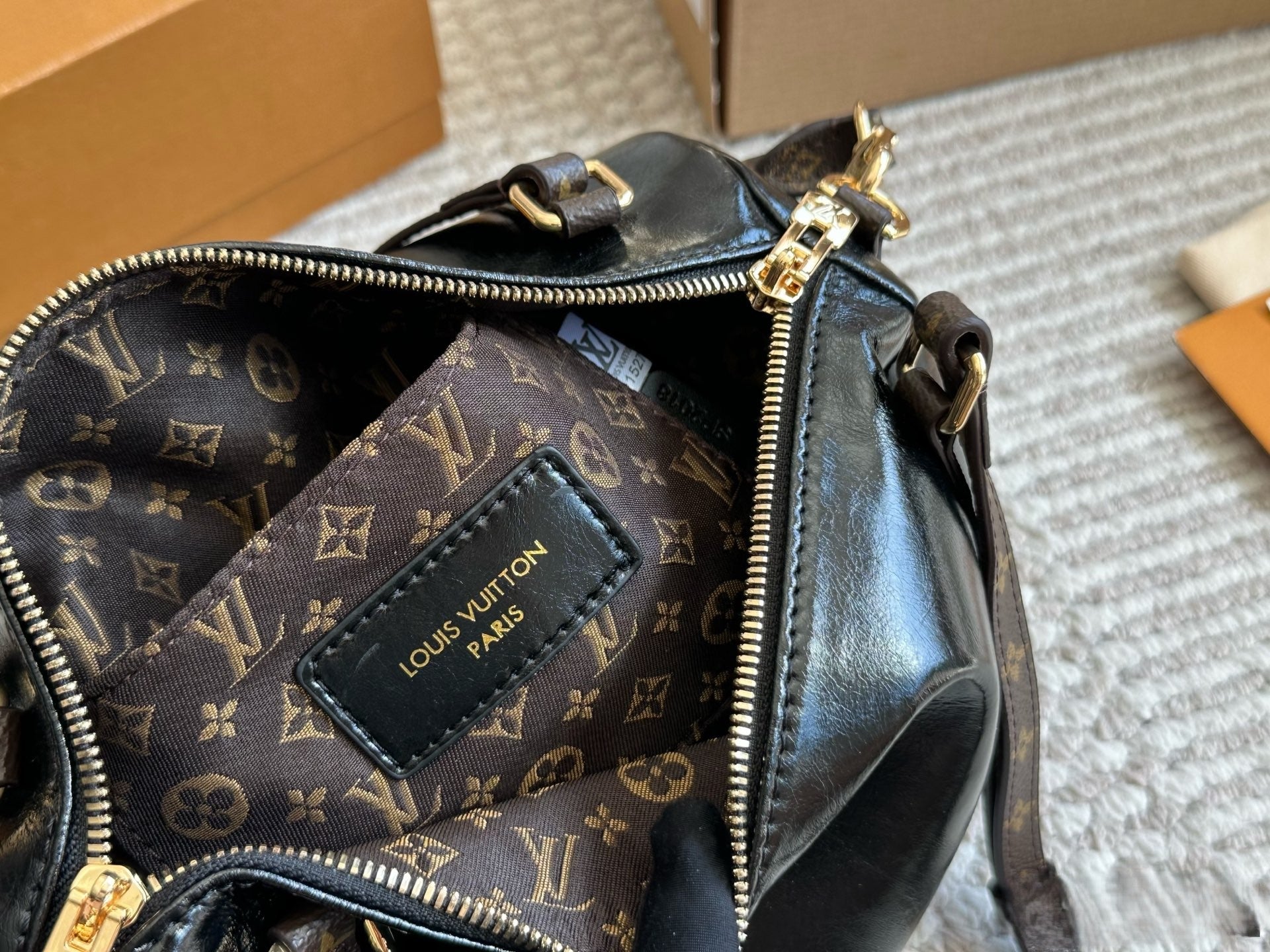 Louis Vuitton Shoulder Bag | Black Monogram with Gold Hardware