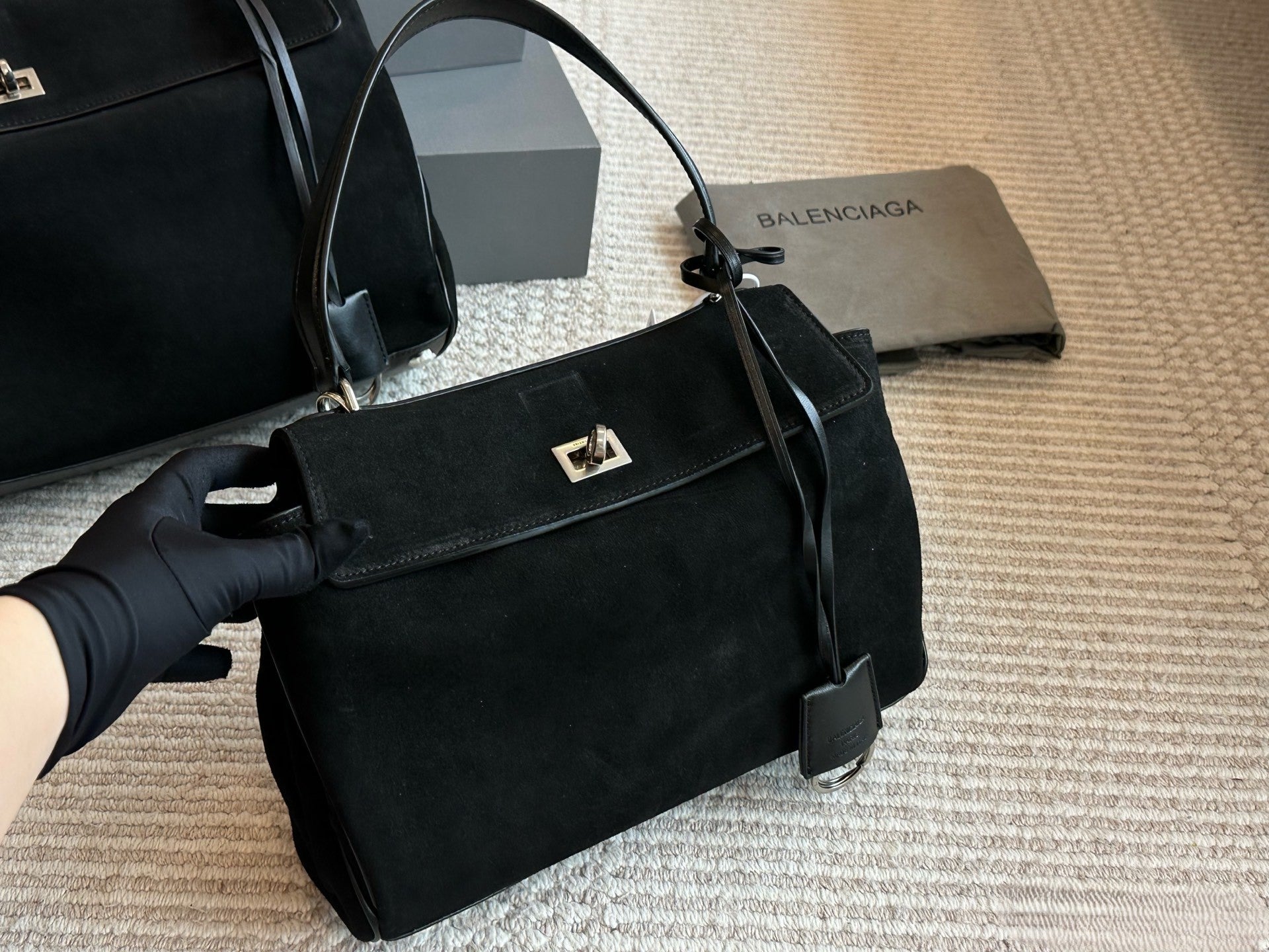 Balenciaga Flap Handbag – Structured Leather & Suede