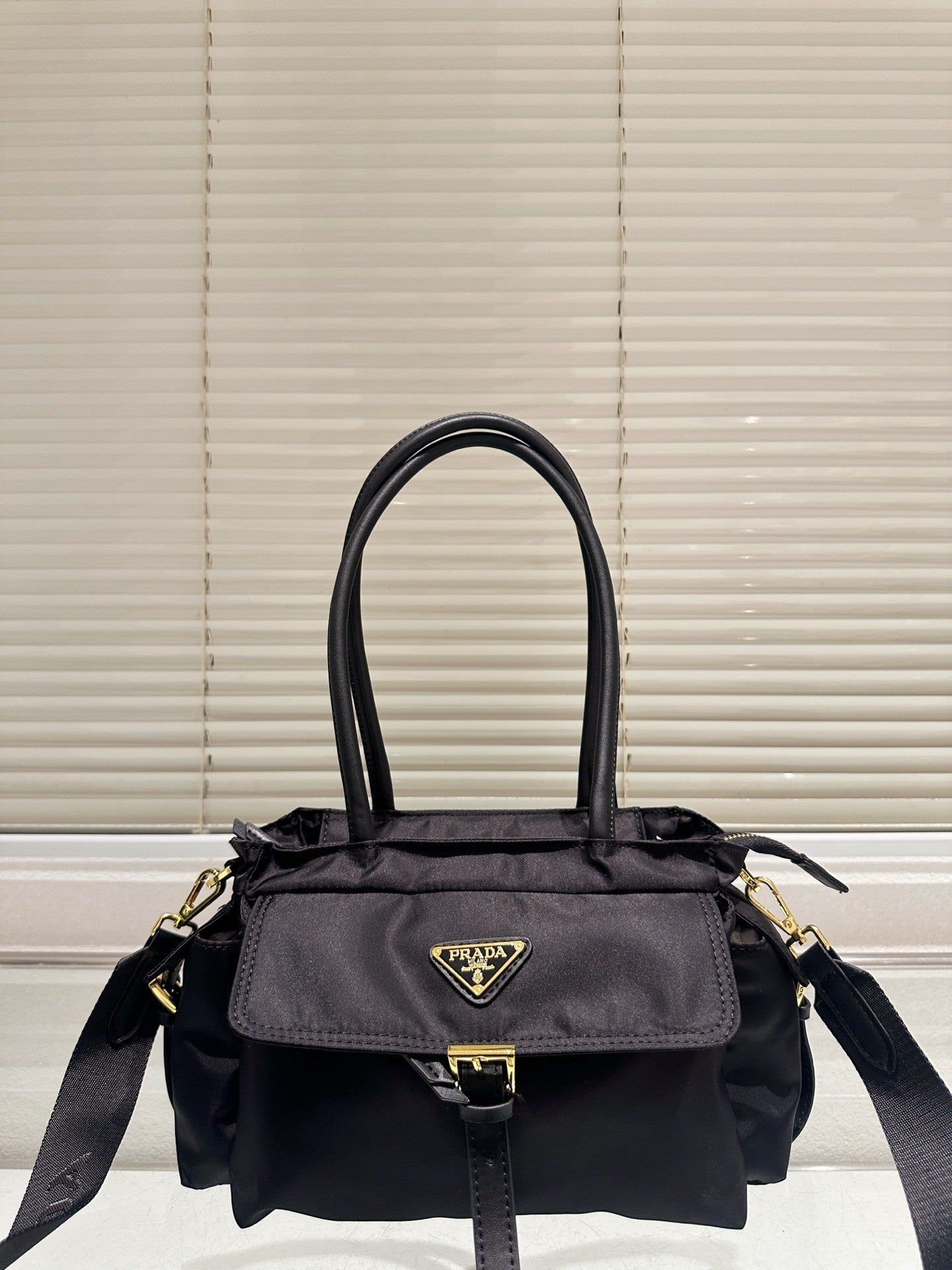 Prada Top-Handle Handbag with Gold Hardware