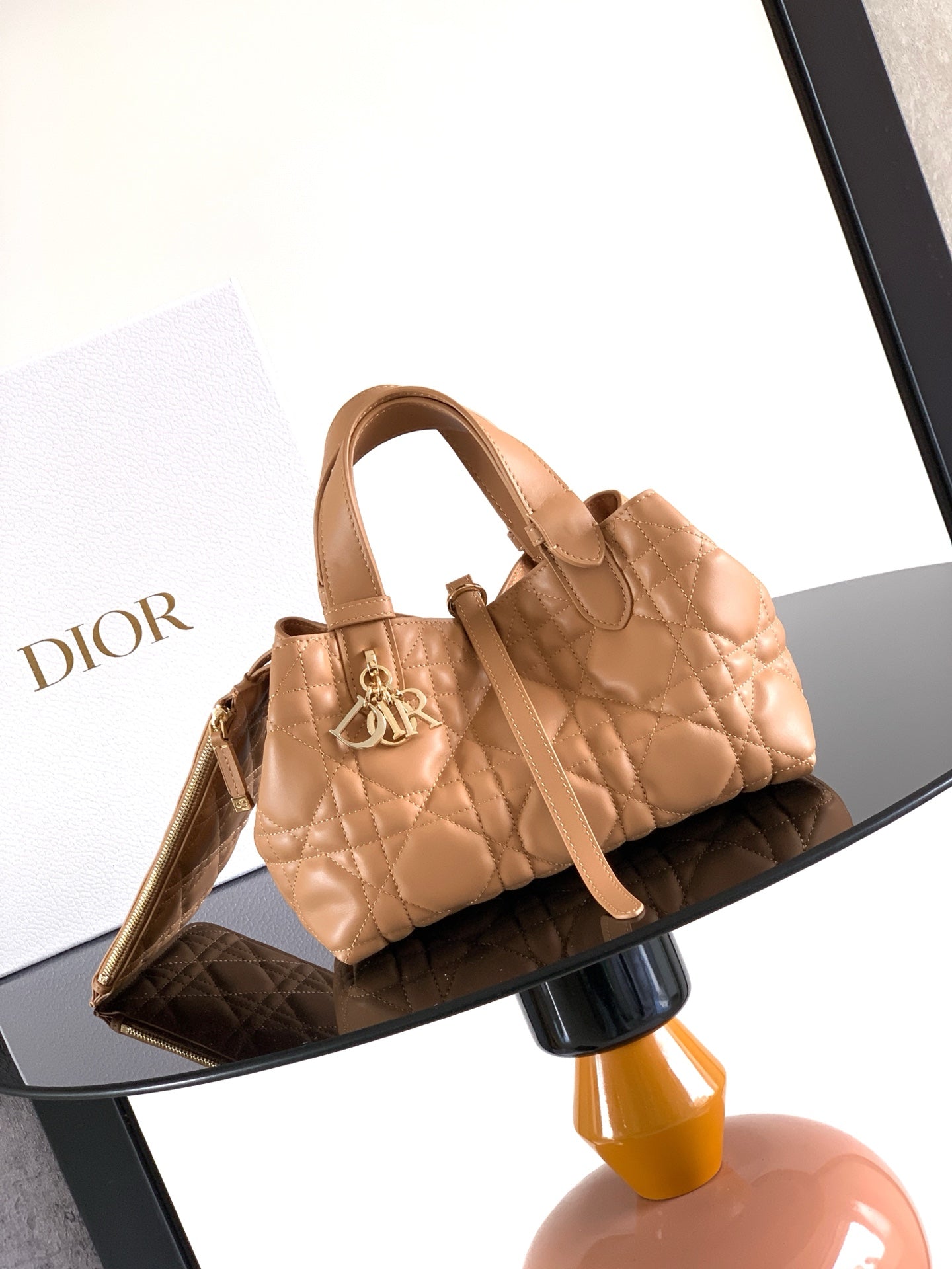 Dior Quilted Handbag with Gold Charm
