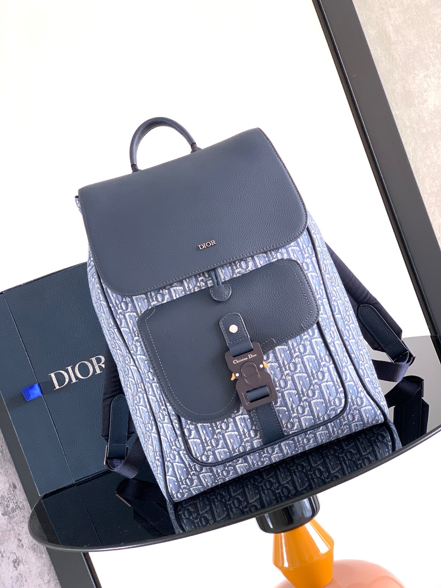 Dior Flap Backpack – Mixed Leather & Monogram Canvas