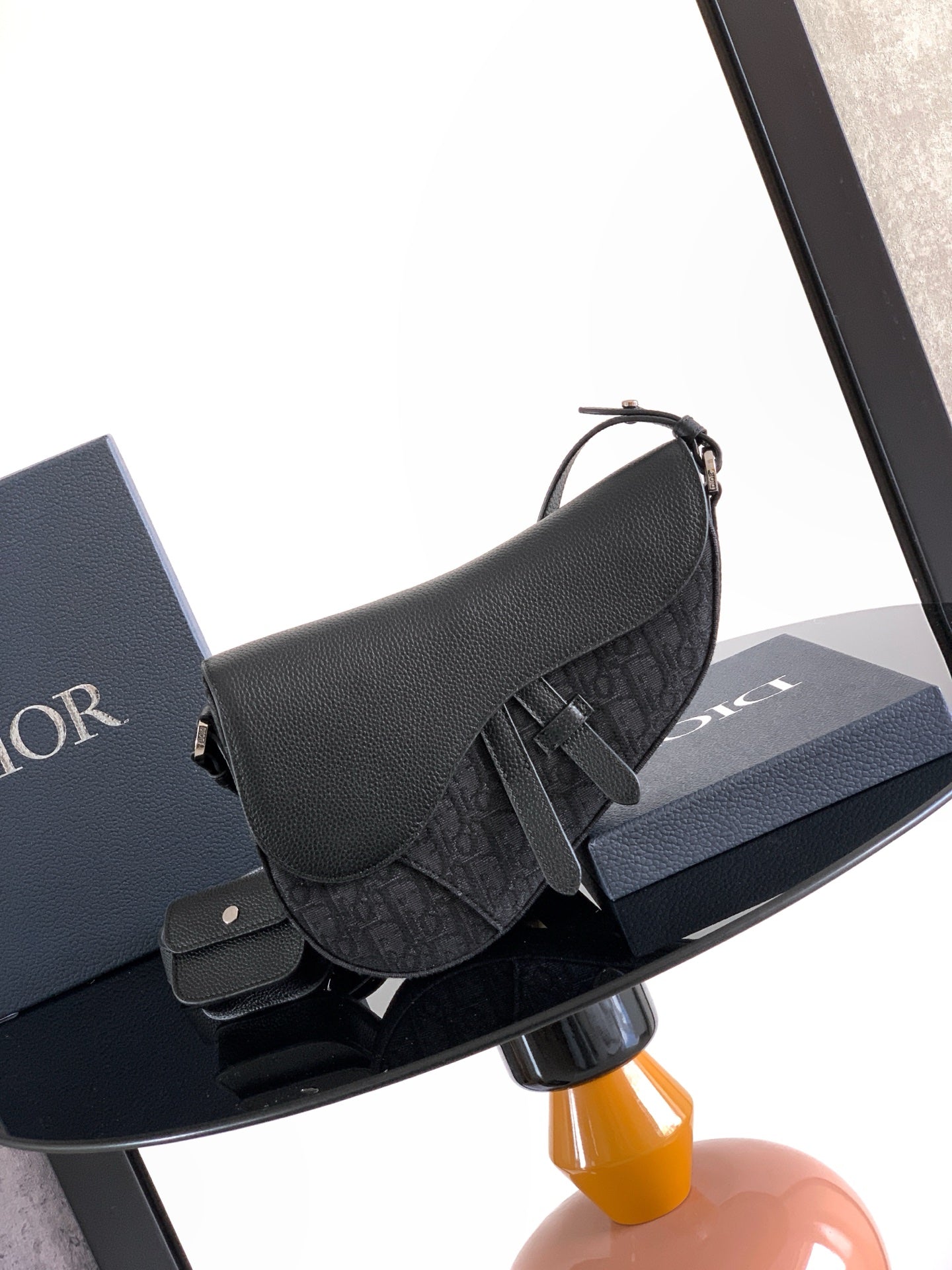 Dior Saddle Bag – Black Leather & Blue-Beige Oblique Canvas Variants