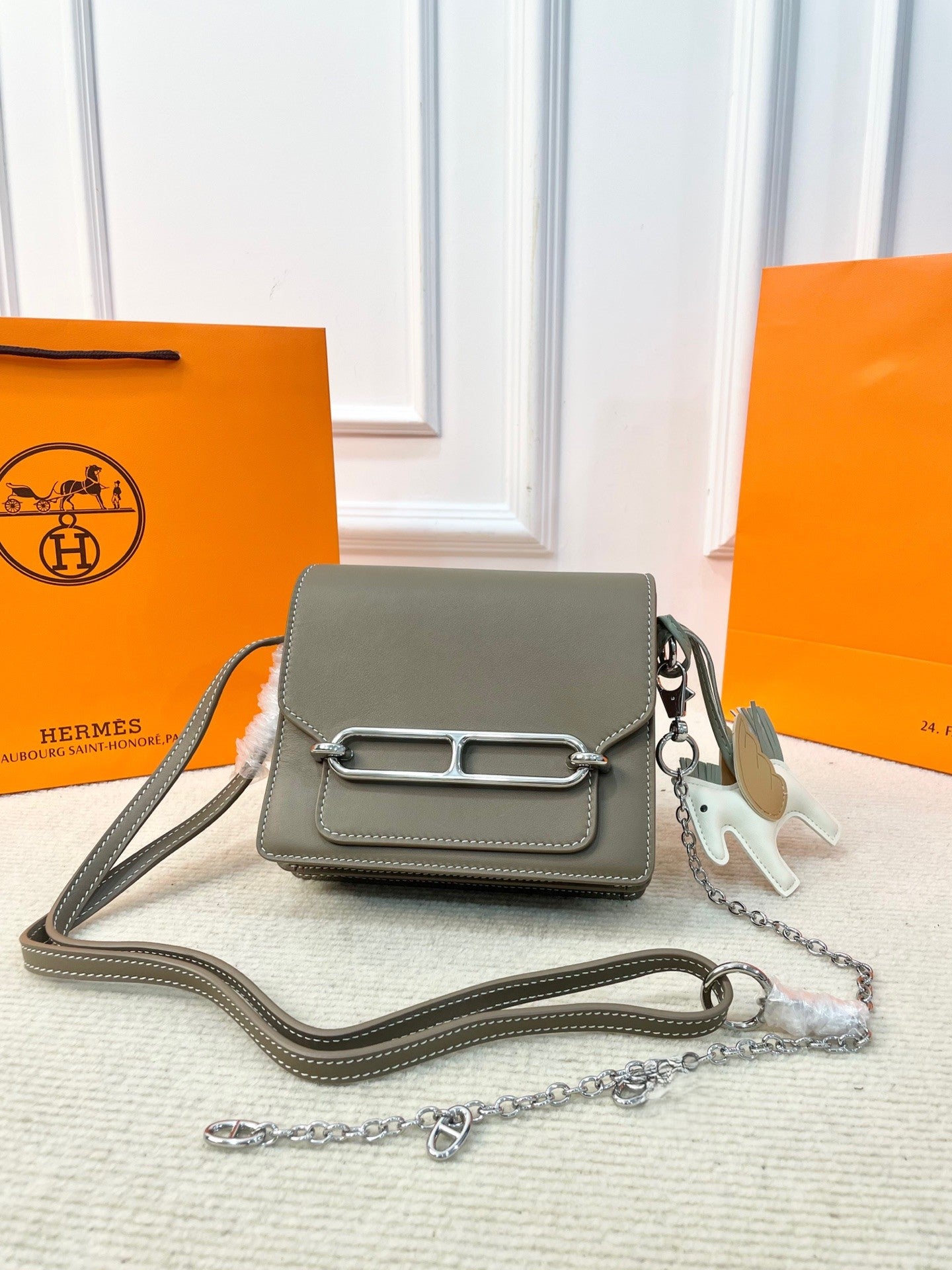 Hermès Roulis Bags – “Pig Nose” Design with Chain Strap in 7 Gradient Colors
