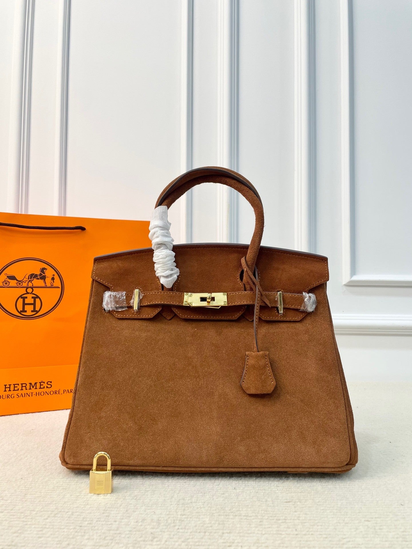 Hermès Birkin 25 – Suede & Swift Leather with Gold Hardware