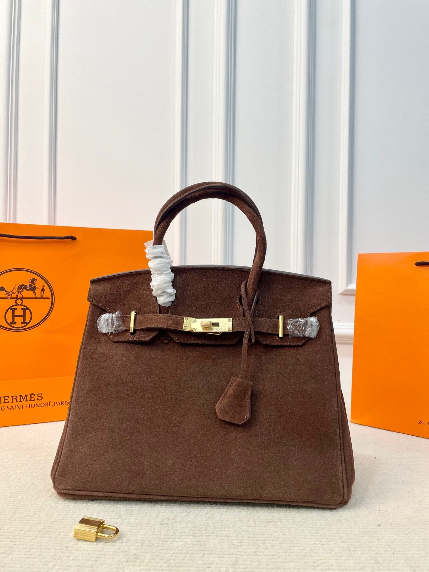 Hermès Birkin 25 – Suede & Swift Leather with Gold Hardware