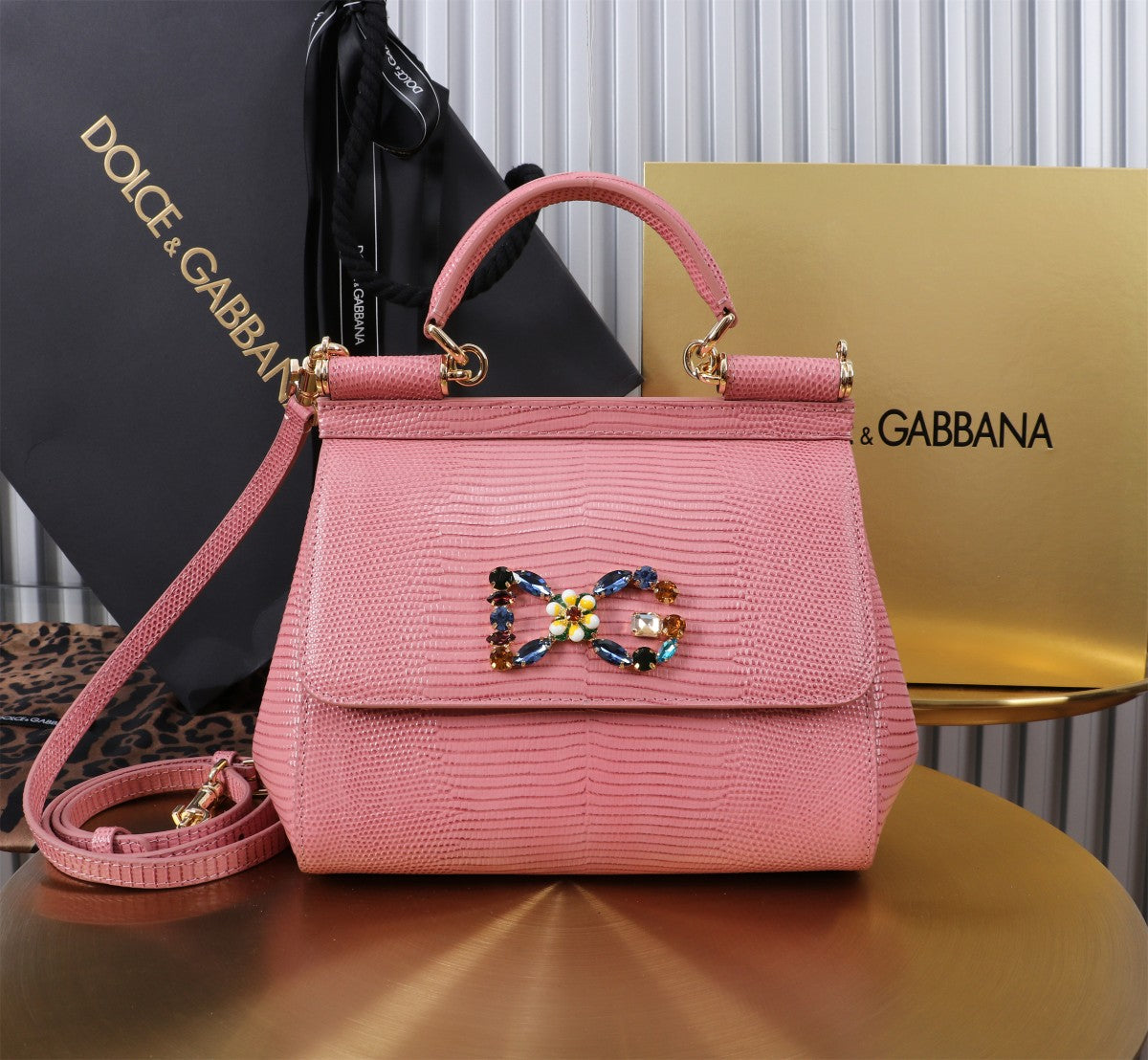 Dolce & Gabbana Embellished Handbag – Jeweled DG & Bow Motifs