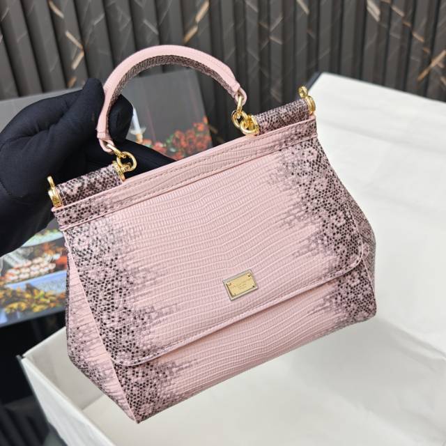 Dolce & Gabbana Classic Lizard-Embossed Calfskin Handbag