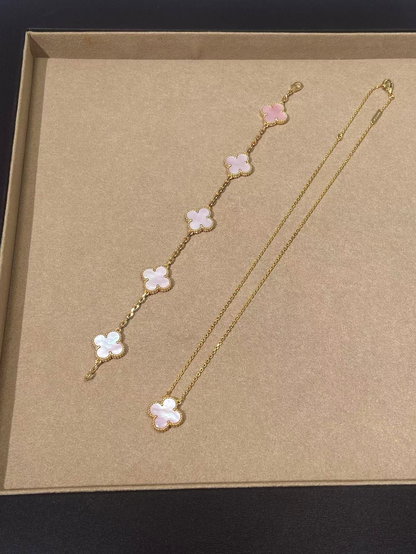 Clover Charm Necklace & Bracelet Set